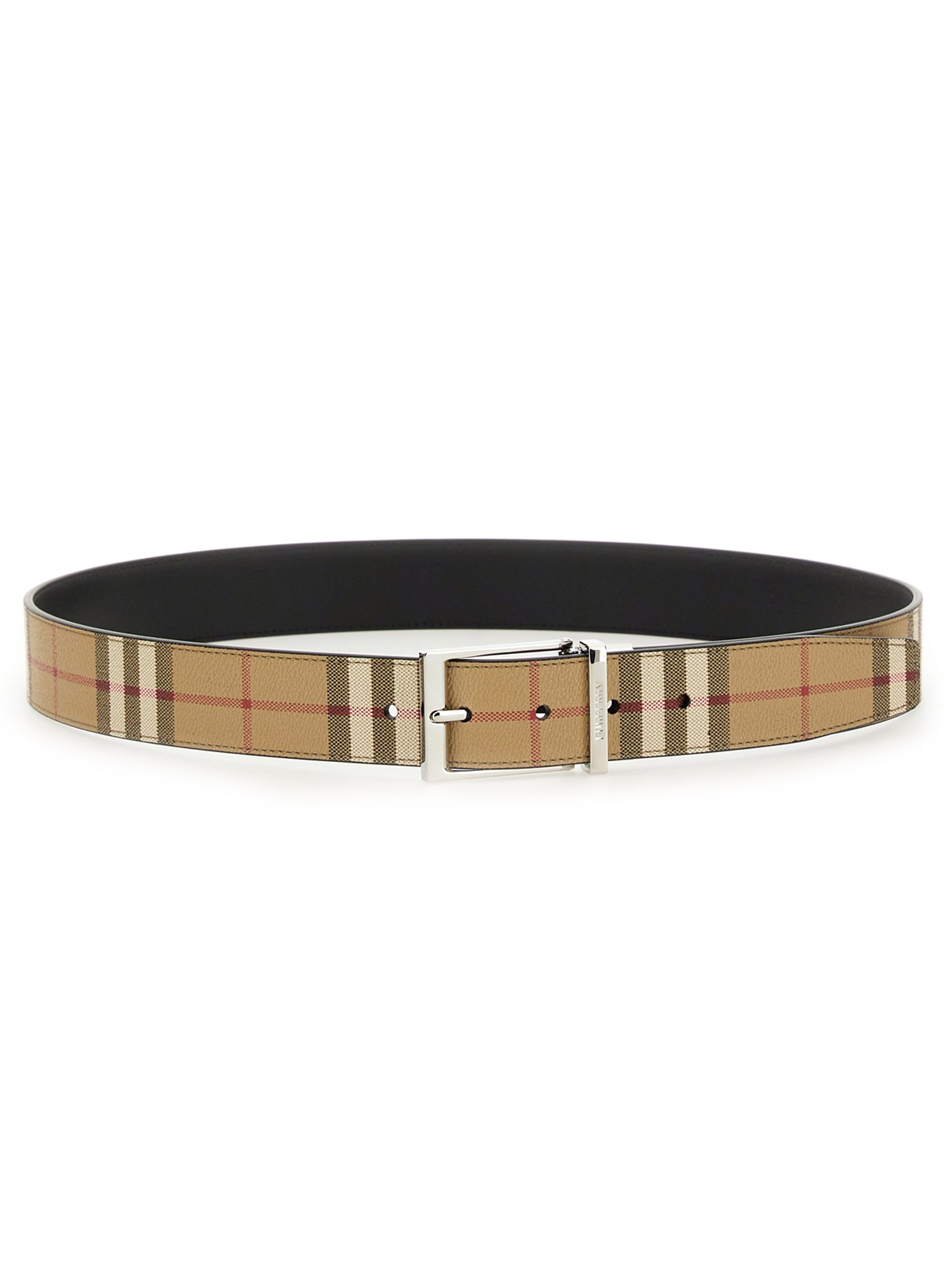 Burberry Reversible Check Belt In Brown