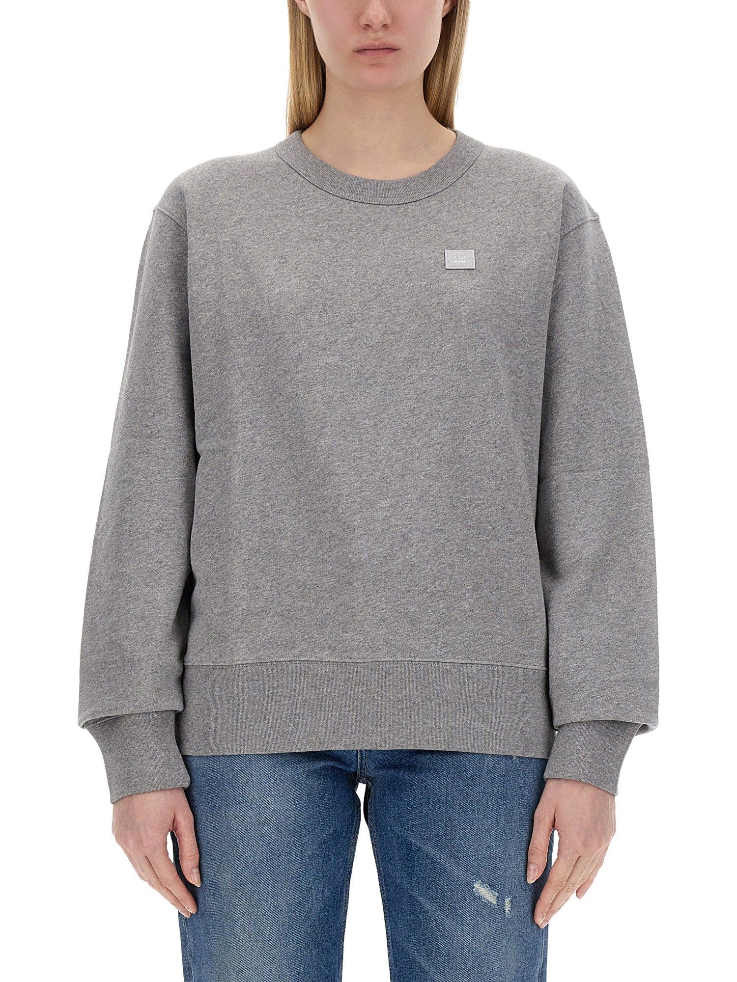 Shop Acne Studios Sweatshirt With Logo In Grey