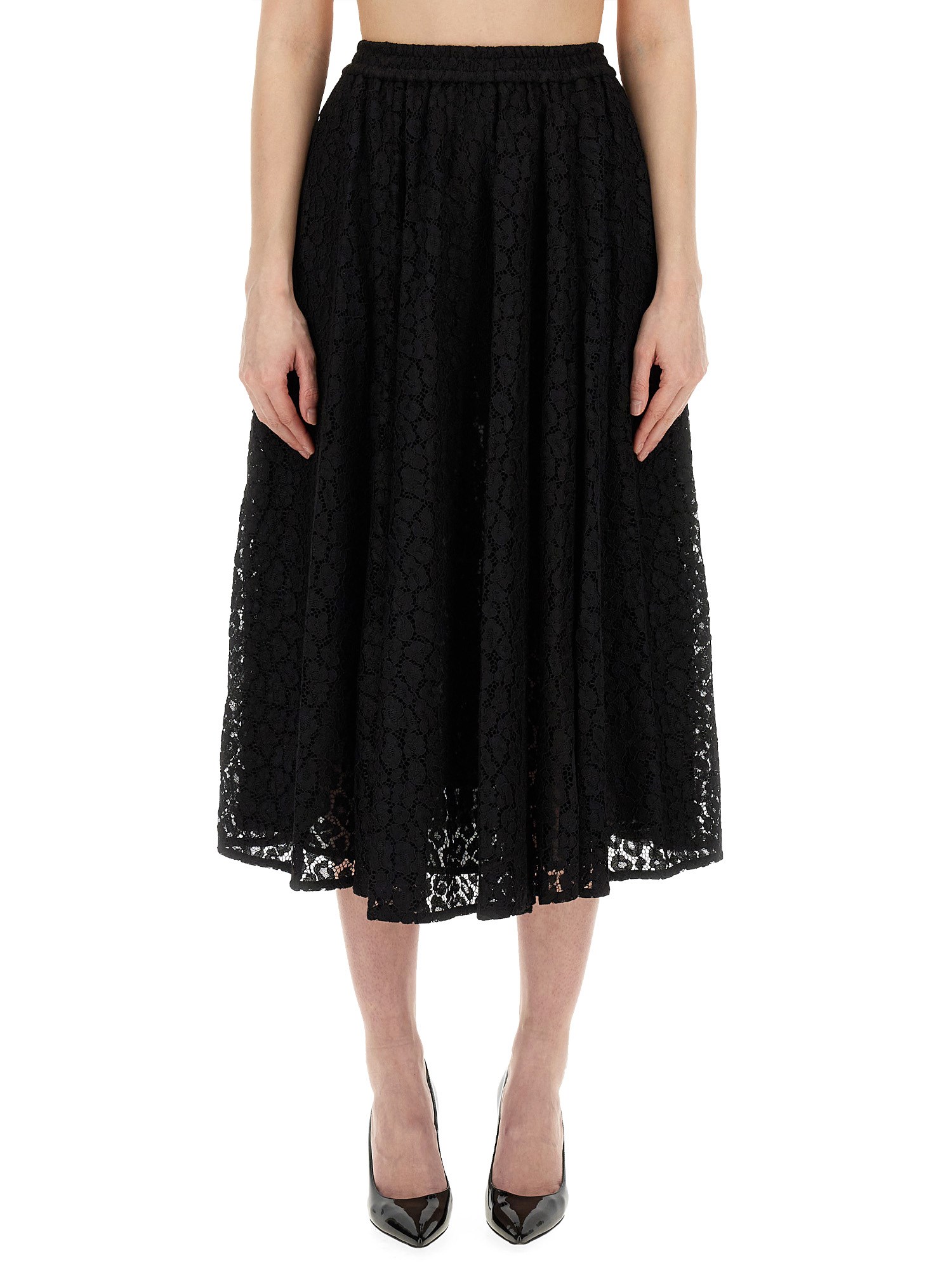 Michael Michael Kors Lace Longuette Skirt In Black
