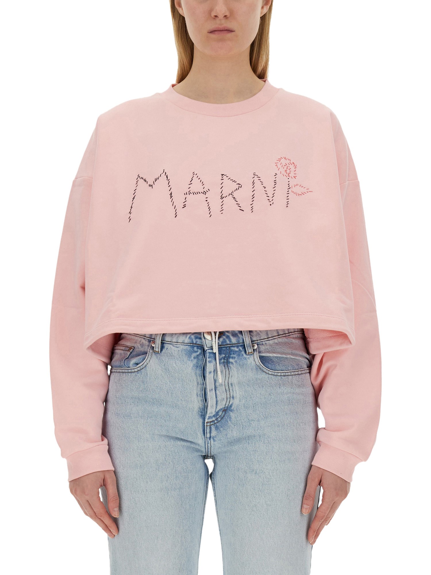 Shop Marni Sweatshirt With Logo In Pink