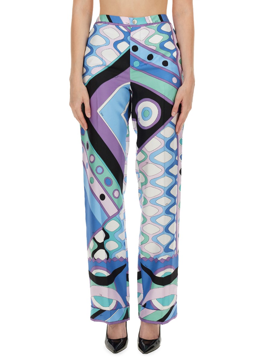 PUCCI PANTALONE IN SETA CON STAMPA VIVARA