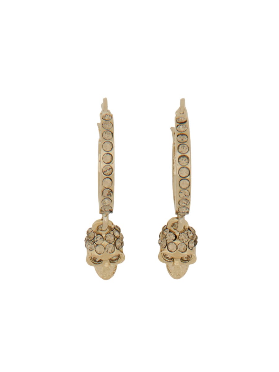 ALEXANDER McQUEEN ORECCHINI A CERCHIO SKULL IN OTTONE