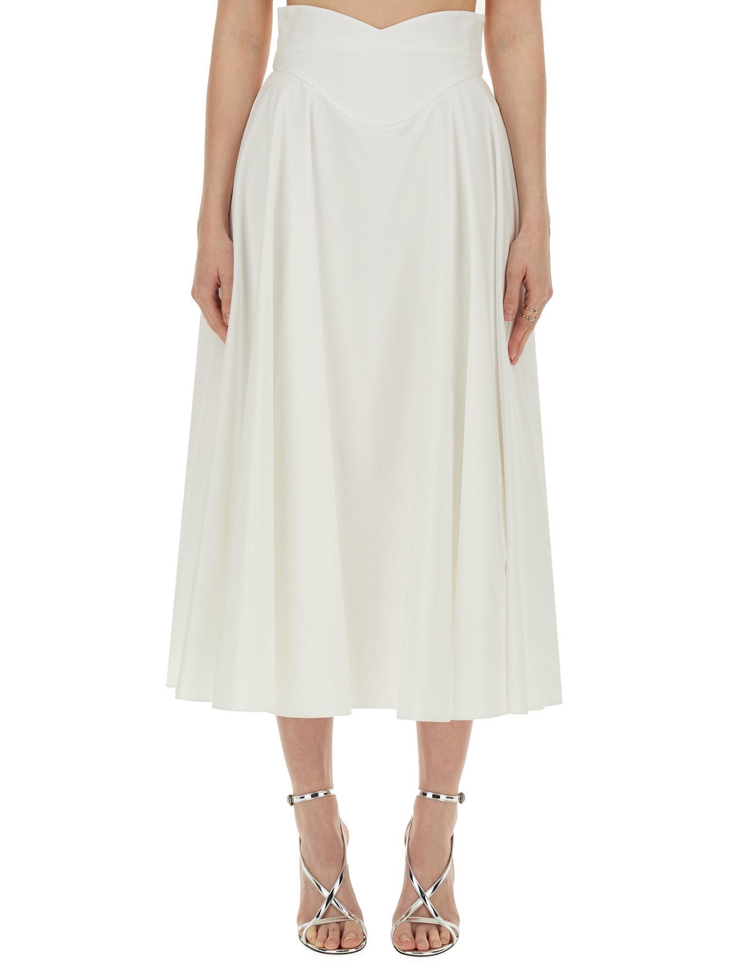Alexander Mcqueen Midi Skirt In White