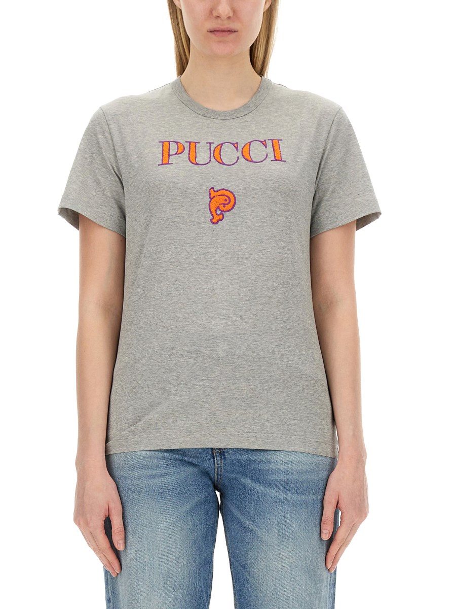 PUCCI T-SHIRT IN JERSEY DI COTONE CON LOGO