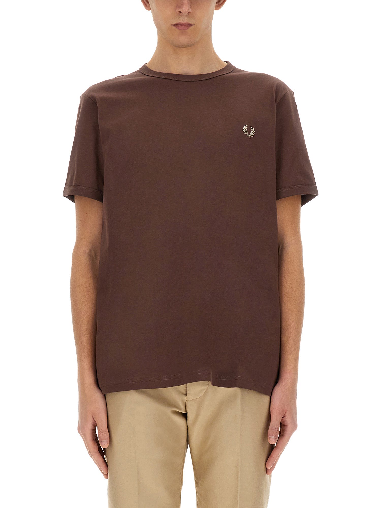 Shop Fred Perry T-shirt With Logo In Brown