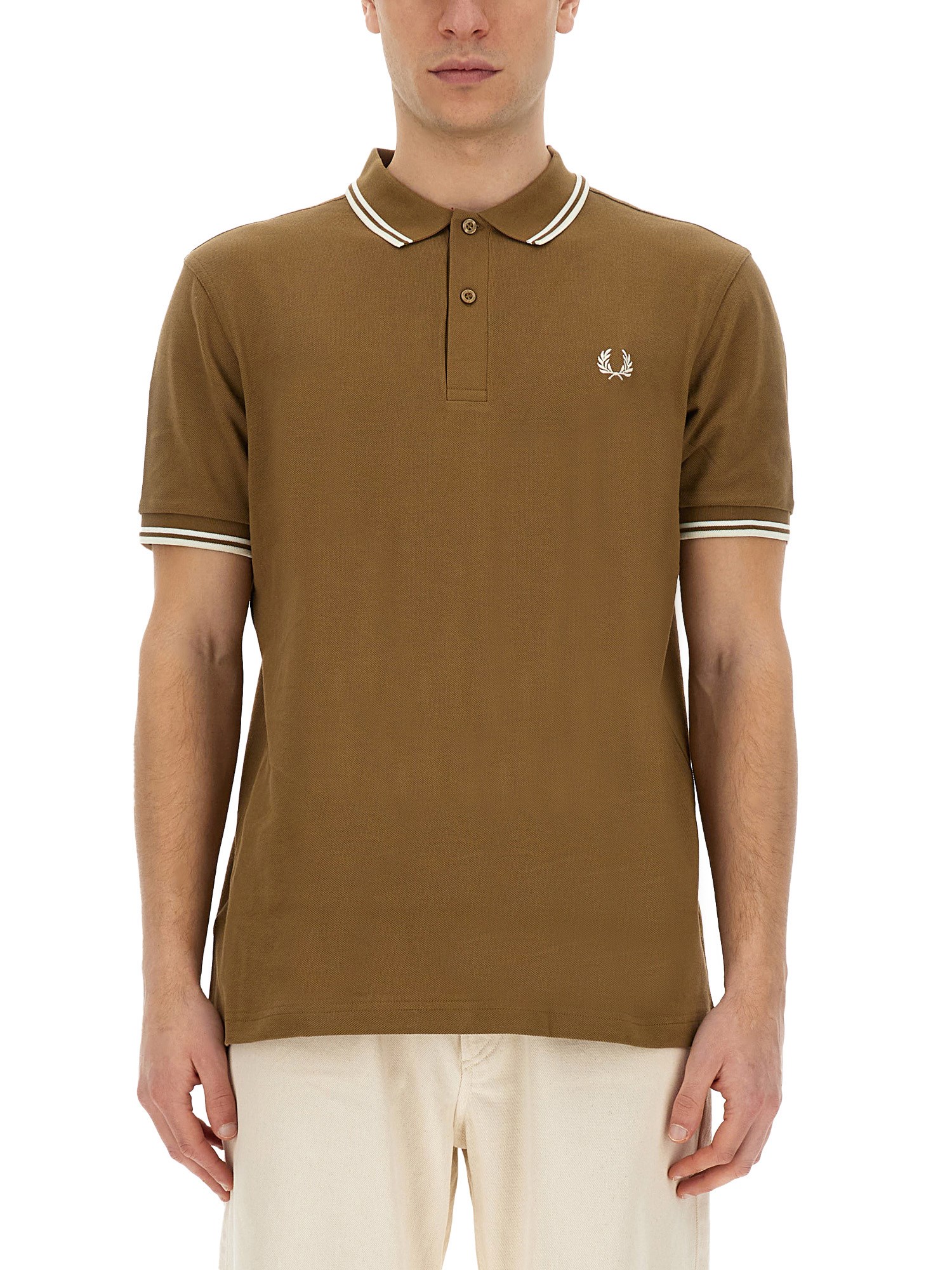 Fred Perry Polo With Logo In Beige