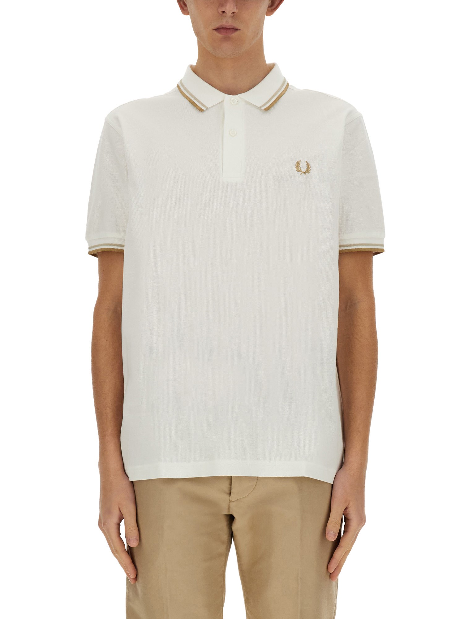 Shop Fred Perry Polo With Logo In Grey