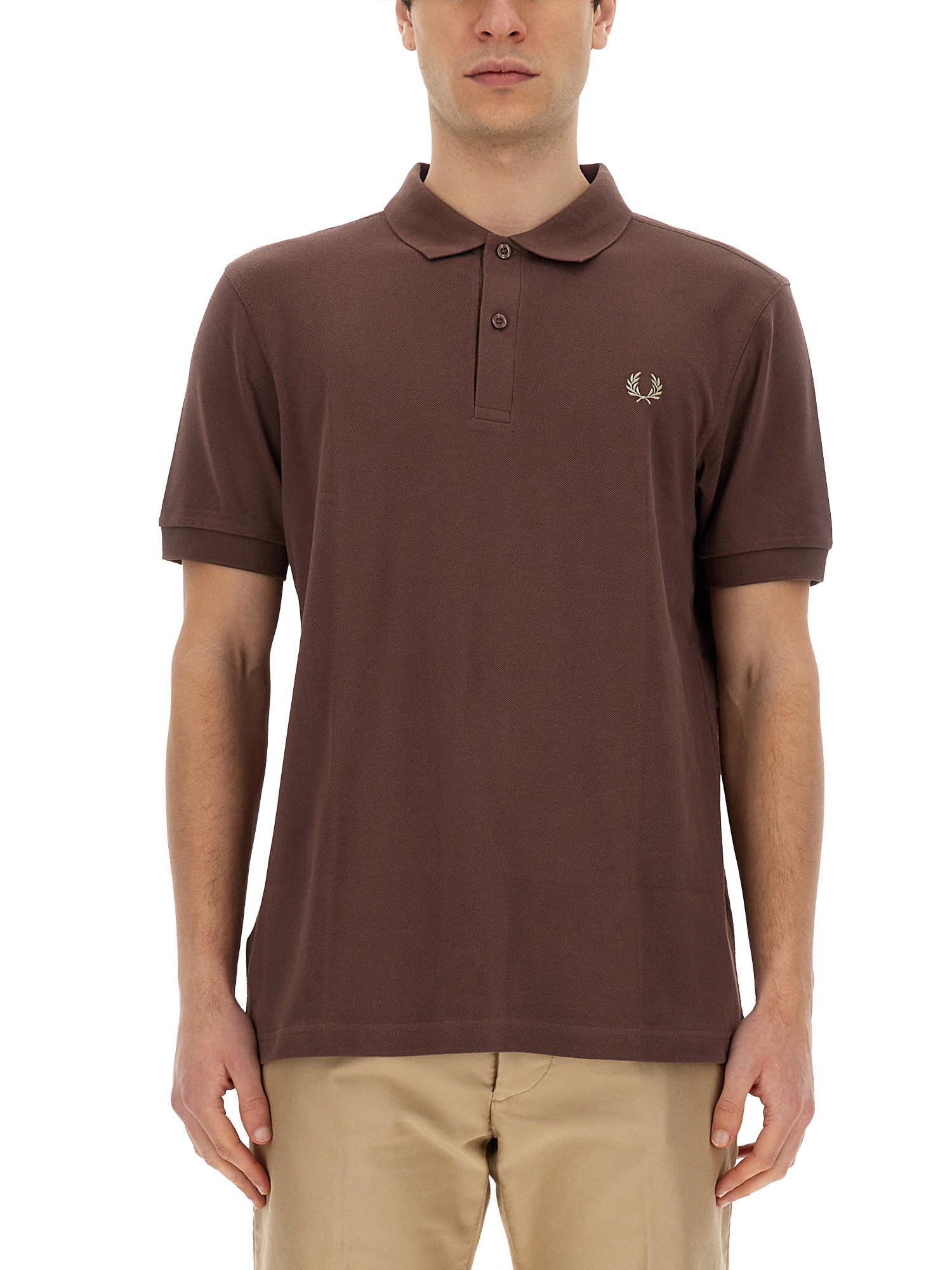 Shop Fred Perry Polo With Logo In Brown