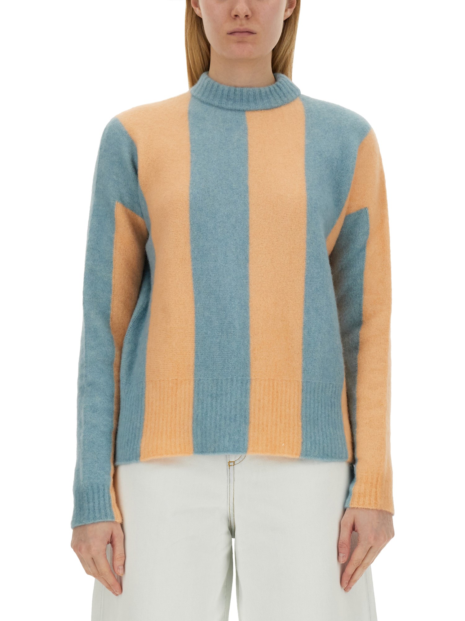 Alysi Stripe Detailed Knitted Sweater In Blue