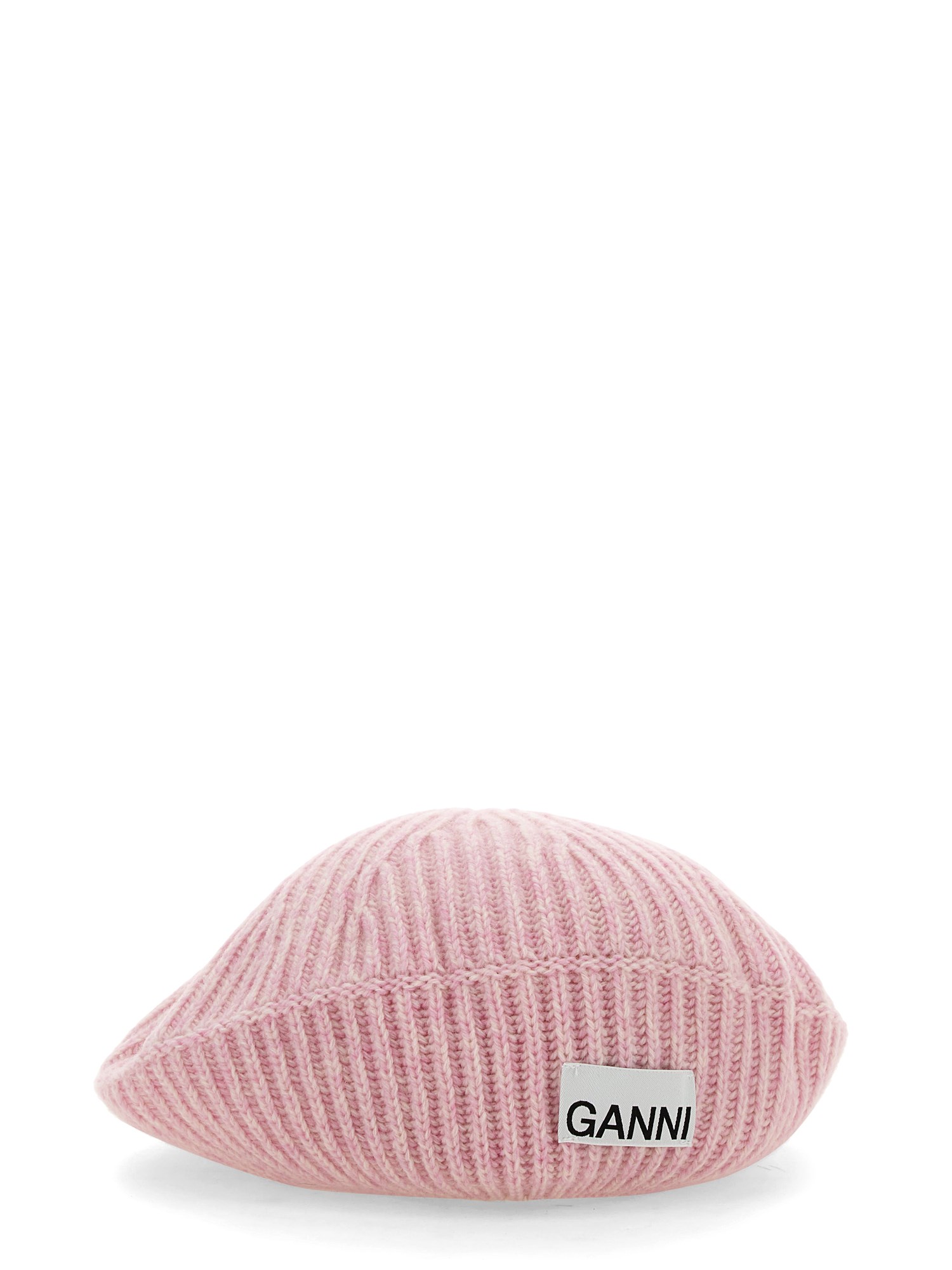 Shop Ganni Ribbed Knit Beanie In Pink