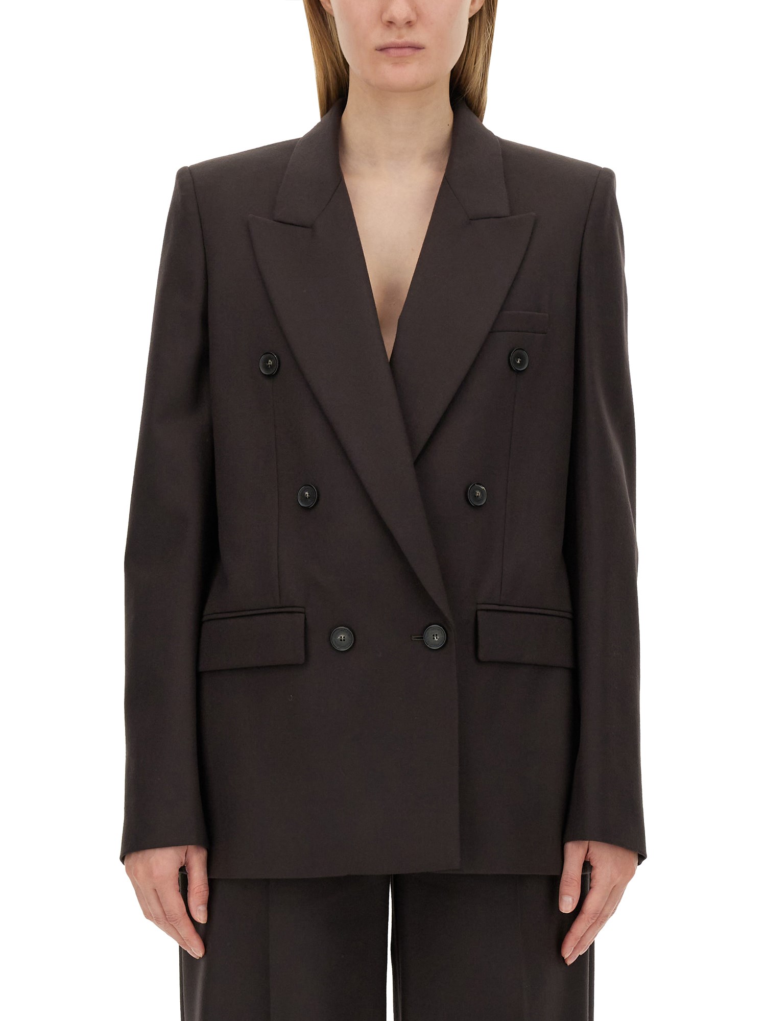 Stella Mccartney Stella Mc Cartney Chocolate Coloured Wool Double Breasted Jacket In Brown
