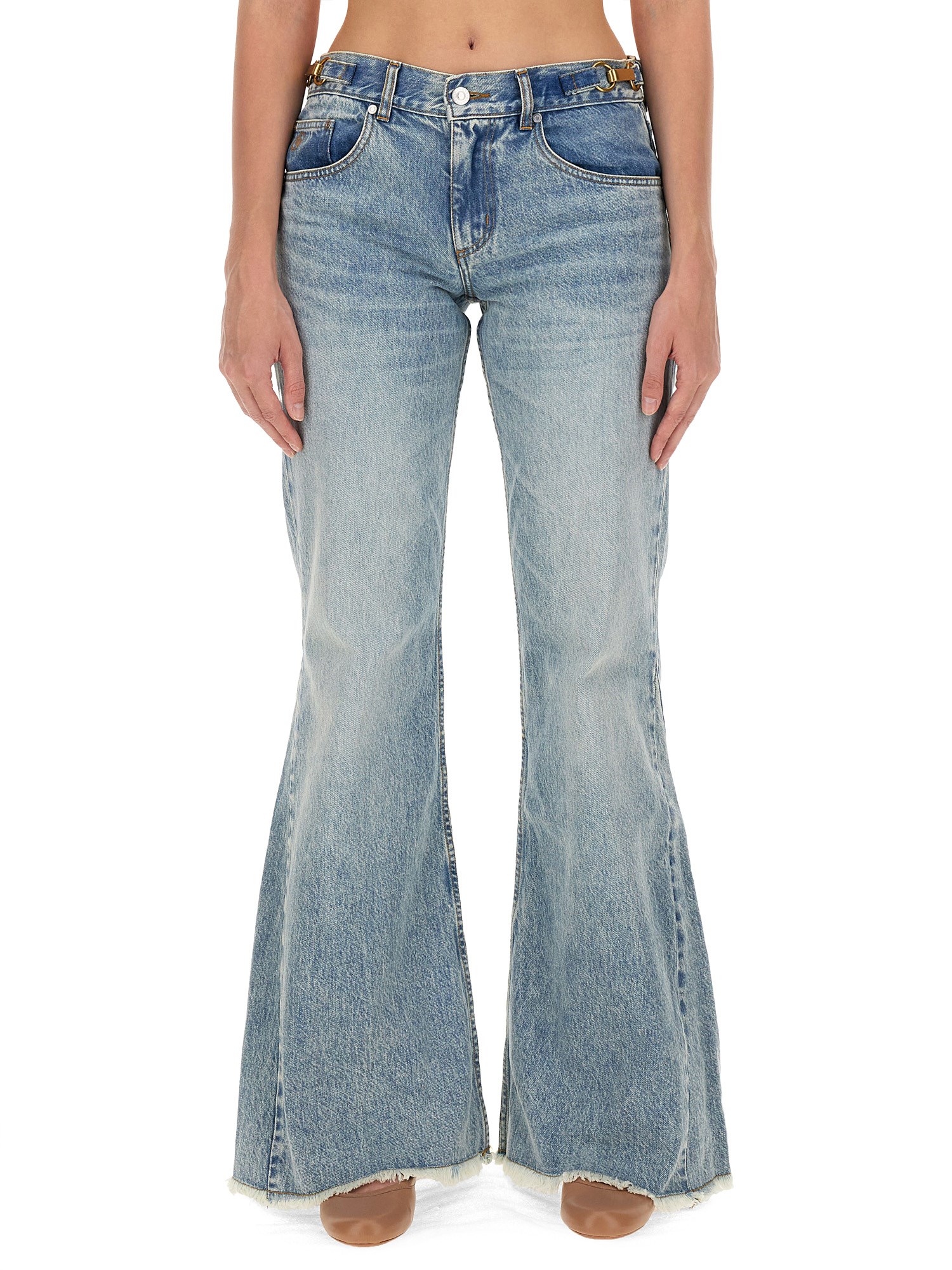 Stella Mccartney Stonewashed Bootcut Jeans In Denim