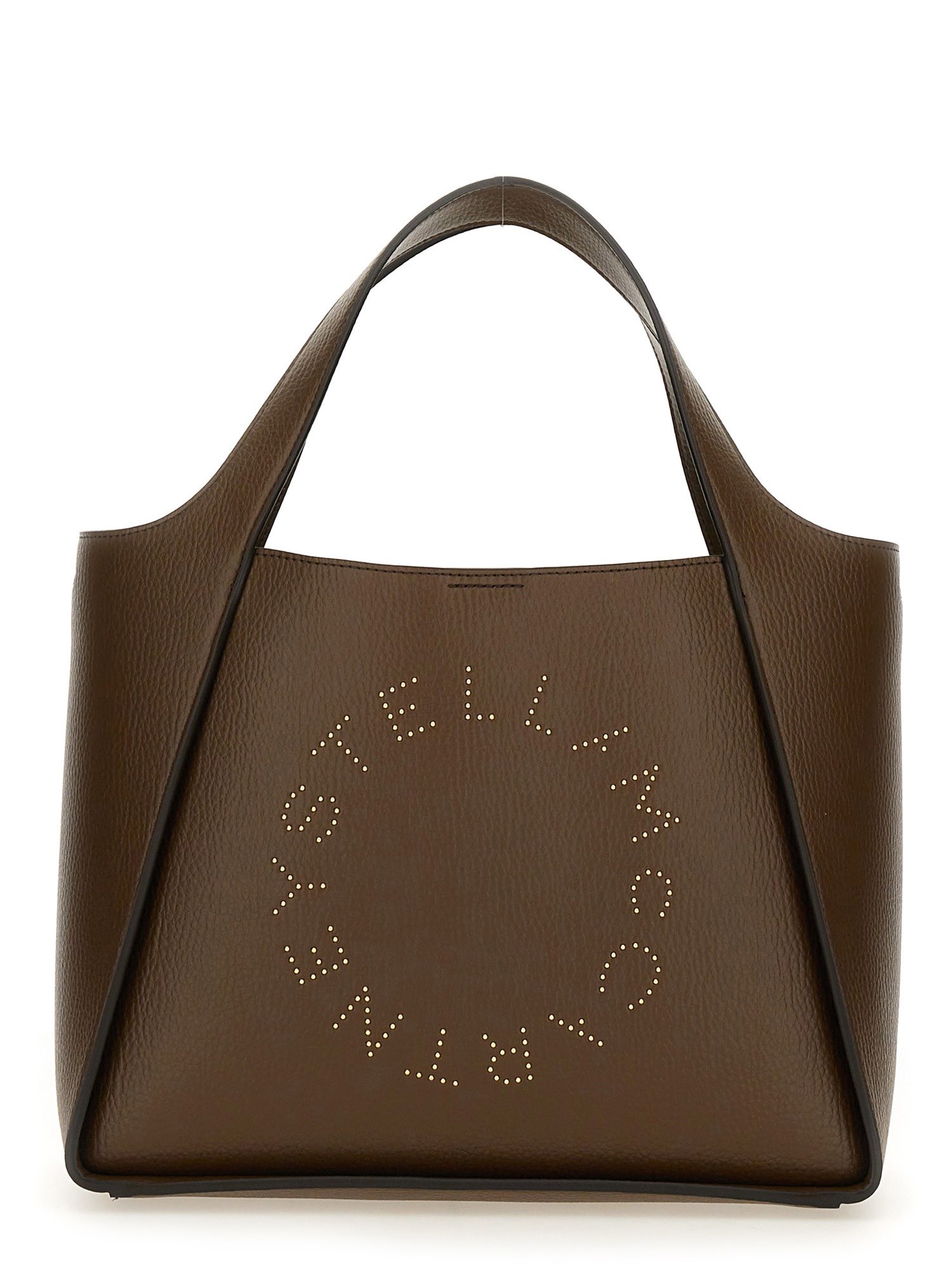 Shop Stella Mccartney Shoulder Bag With Logo In Brown