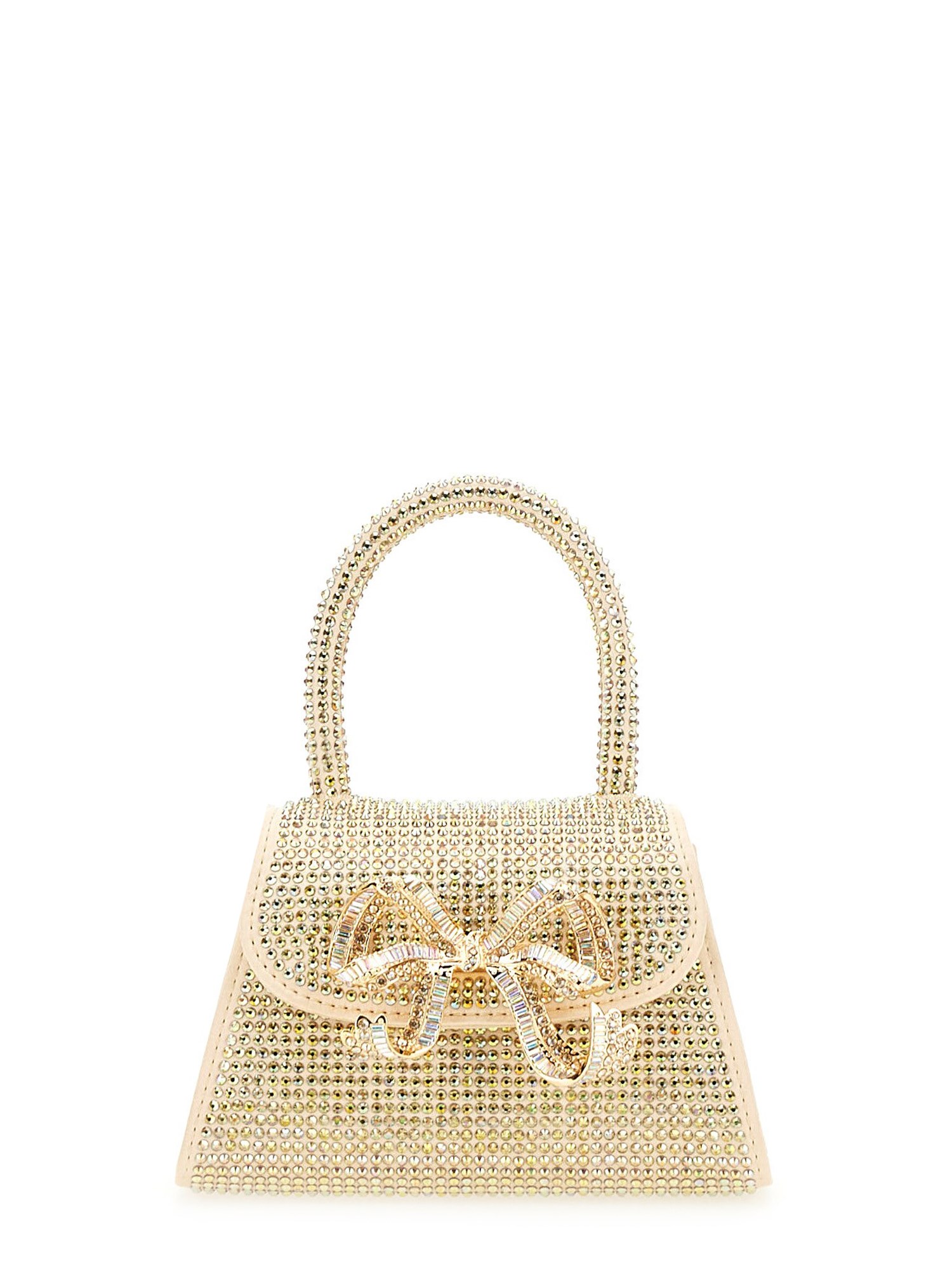 Self-portrait Bow Micro Bag In Gold