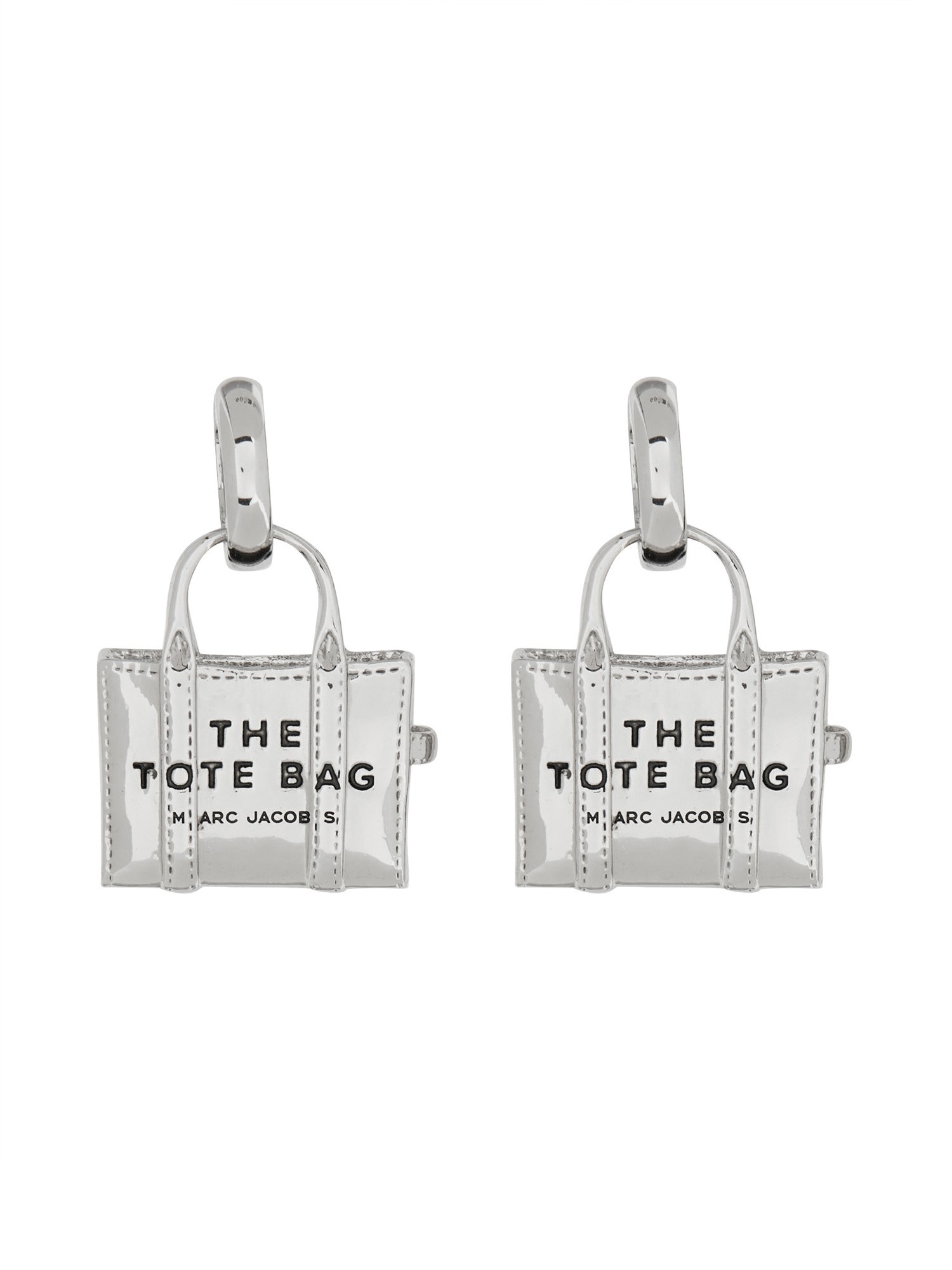 Shop Marc Jacobs Mini Icon Earrings "the Tote Bag" In Silver