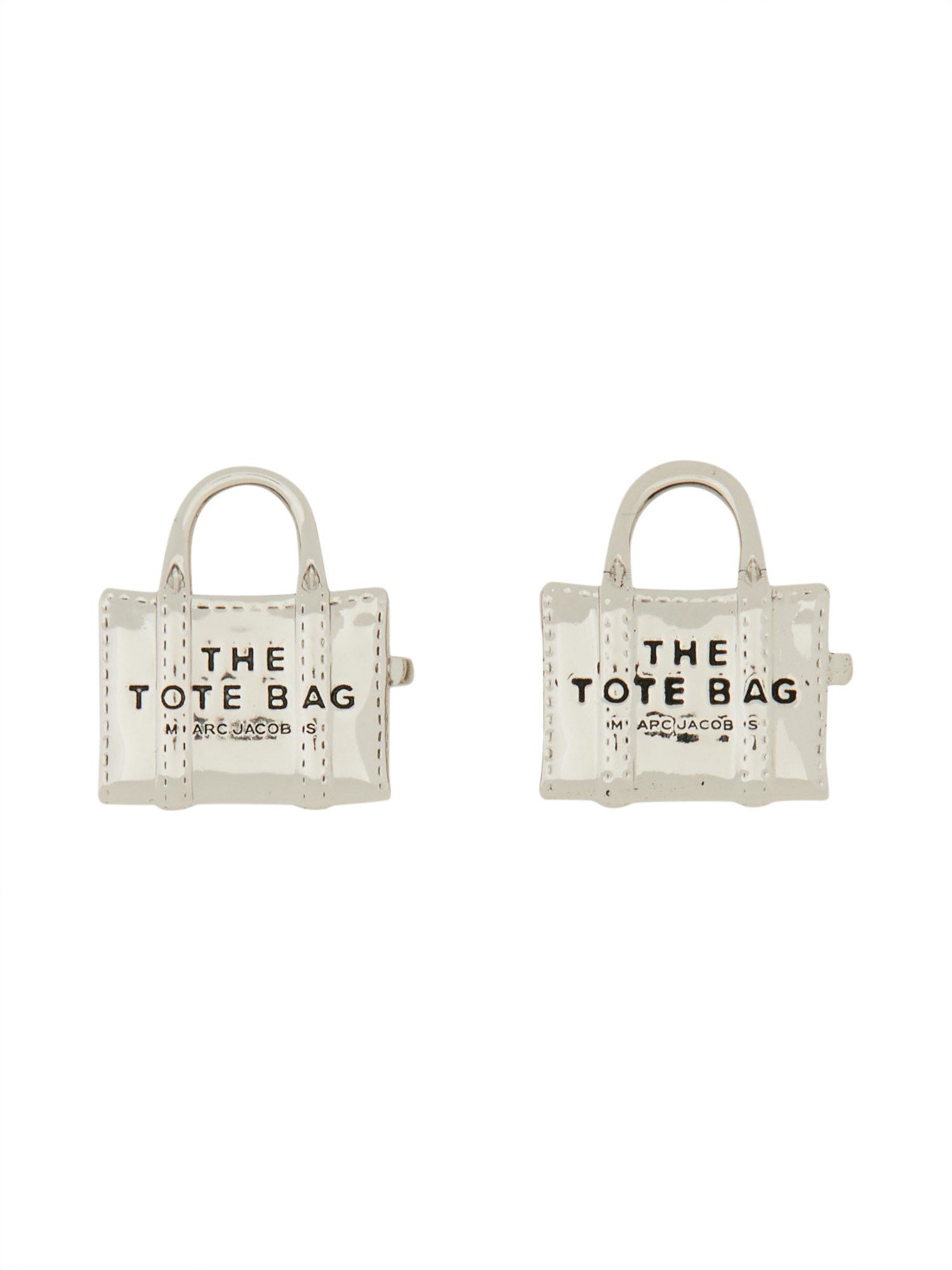 Shop Marc Jacobs "the Tote Bag Stud" Stud Earrings In Silver