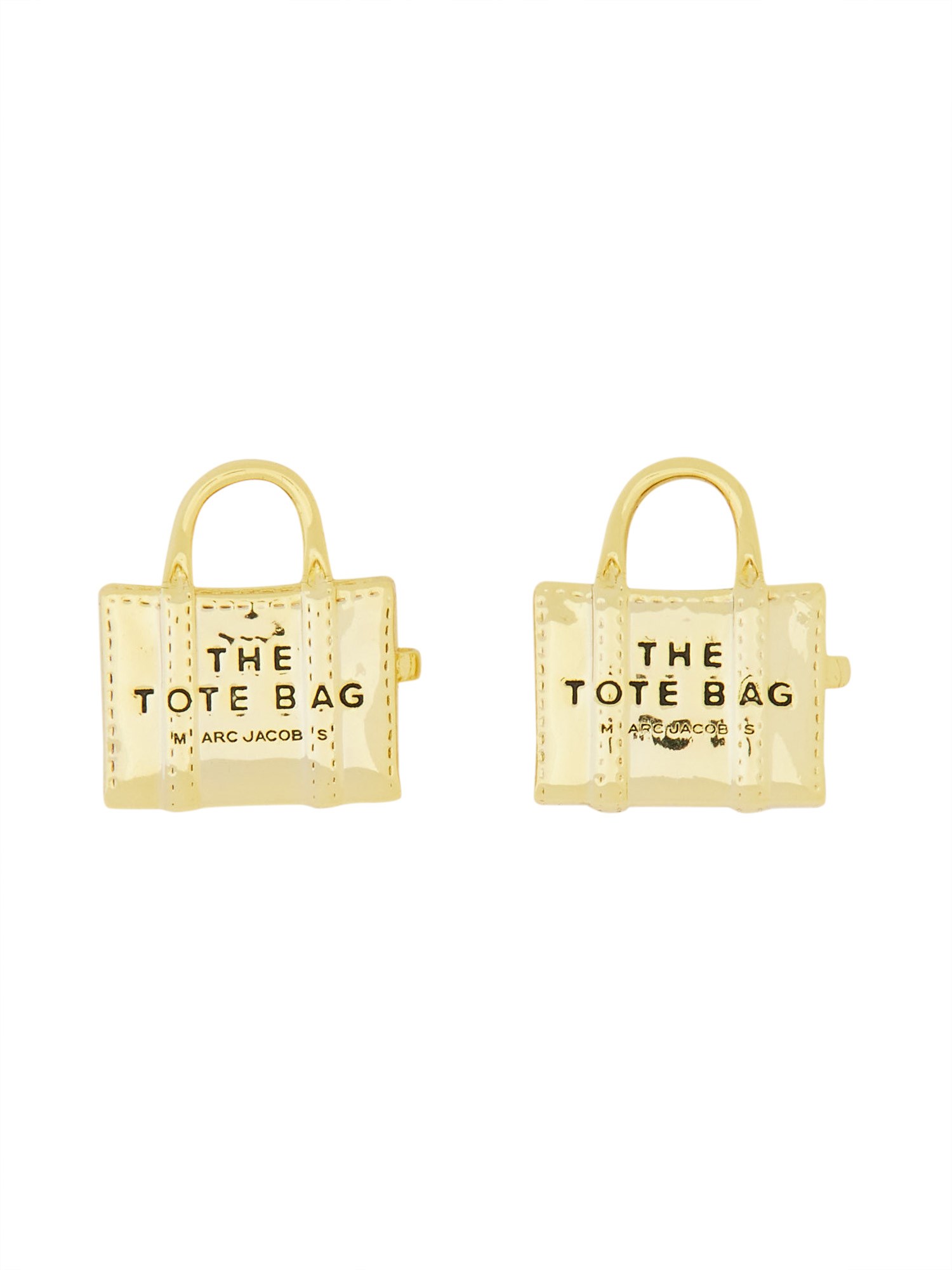 Shop Marc Jacobs "the Tote Bag Stud" Earrings In Gold