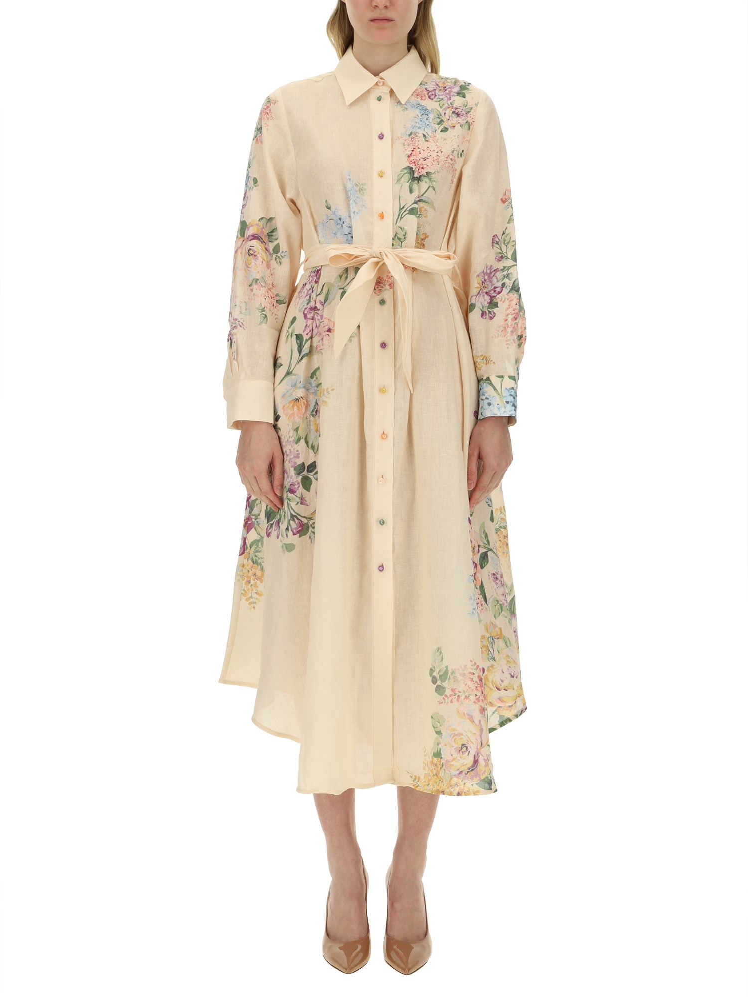 Shop Zimmermann Shirt Dress In Multicolour