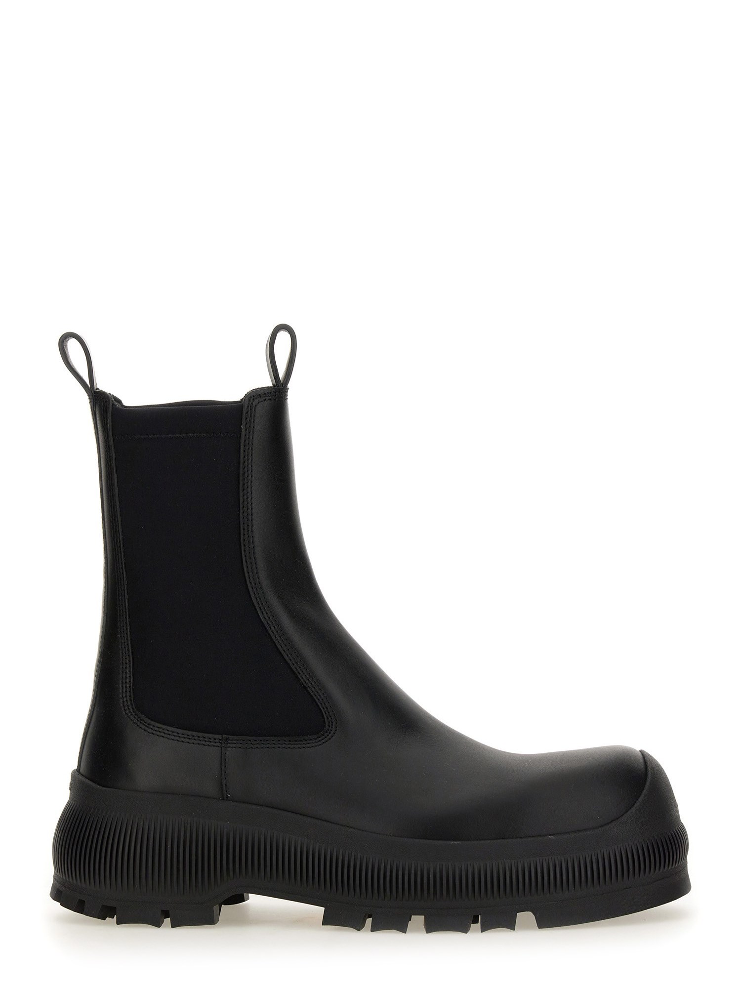 Jil Sander Black Black Leather Chelsea Boots In Black