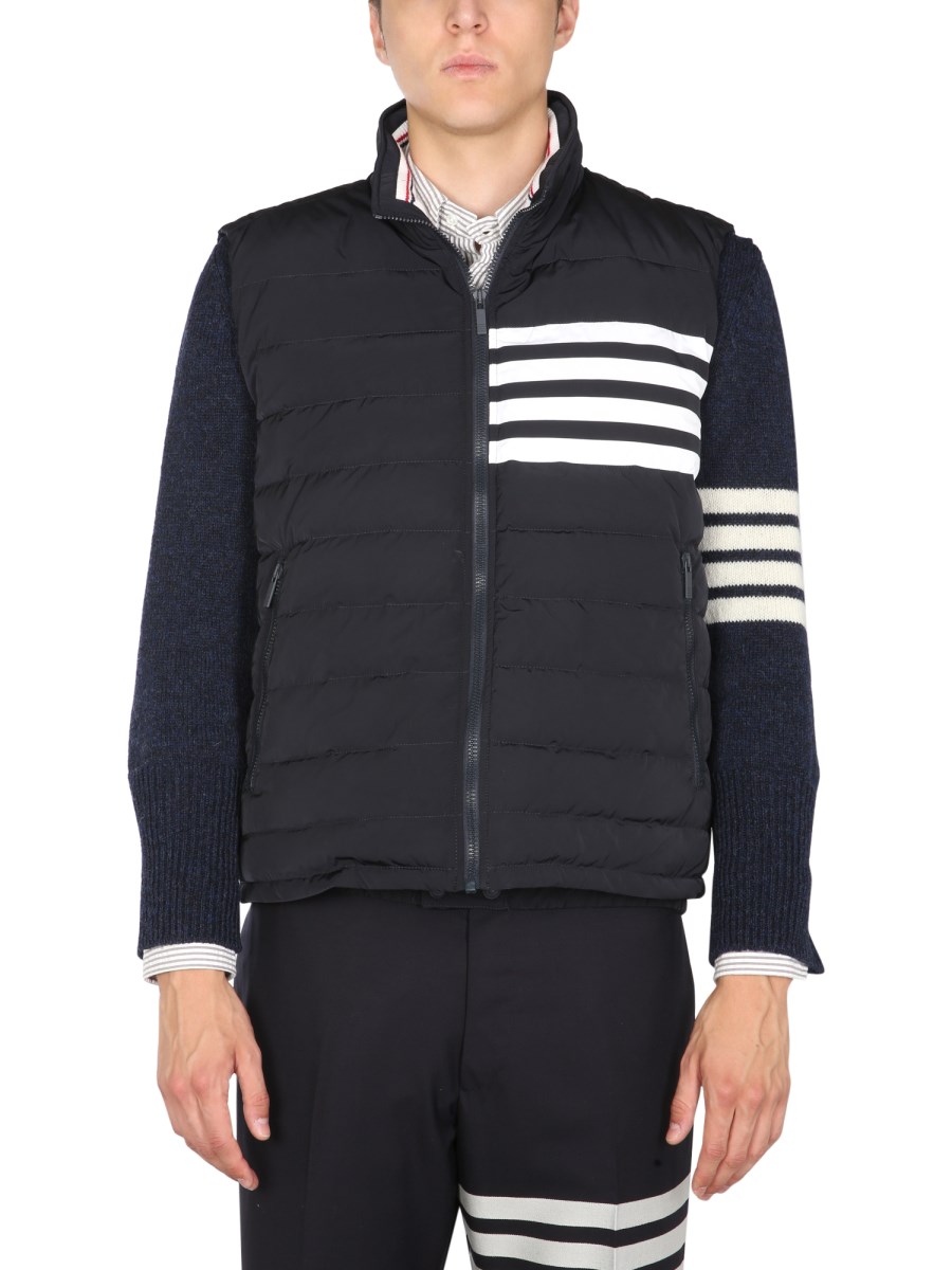 THOM BROWNE GILET 4BAR IMBOTTITO IN TWILL