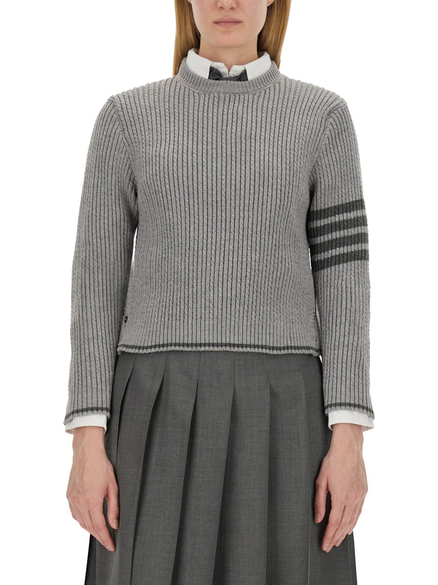 THOM BROWNE MAGLIA CROPPED IN LANA