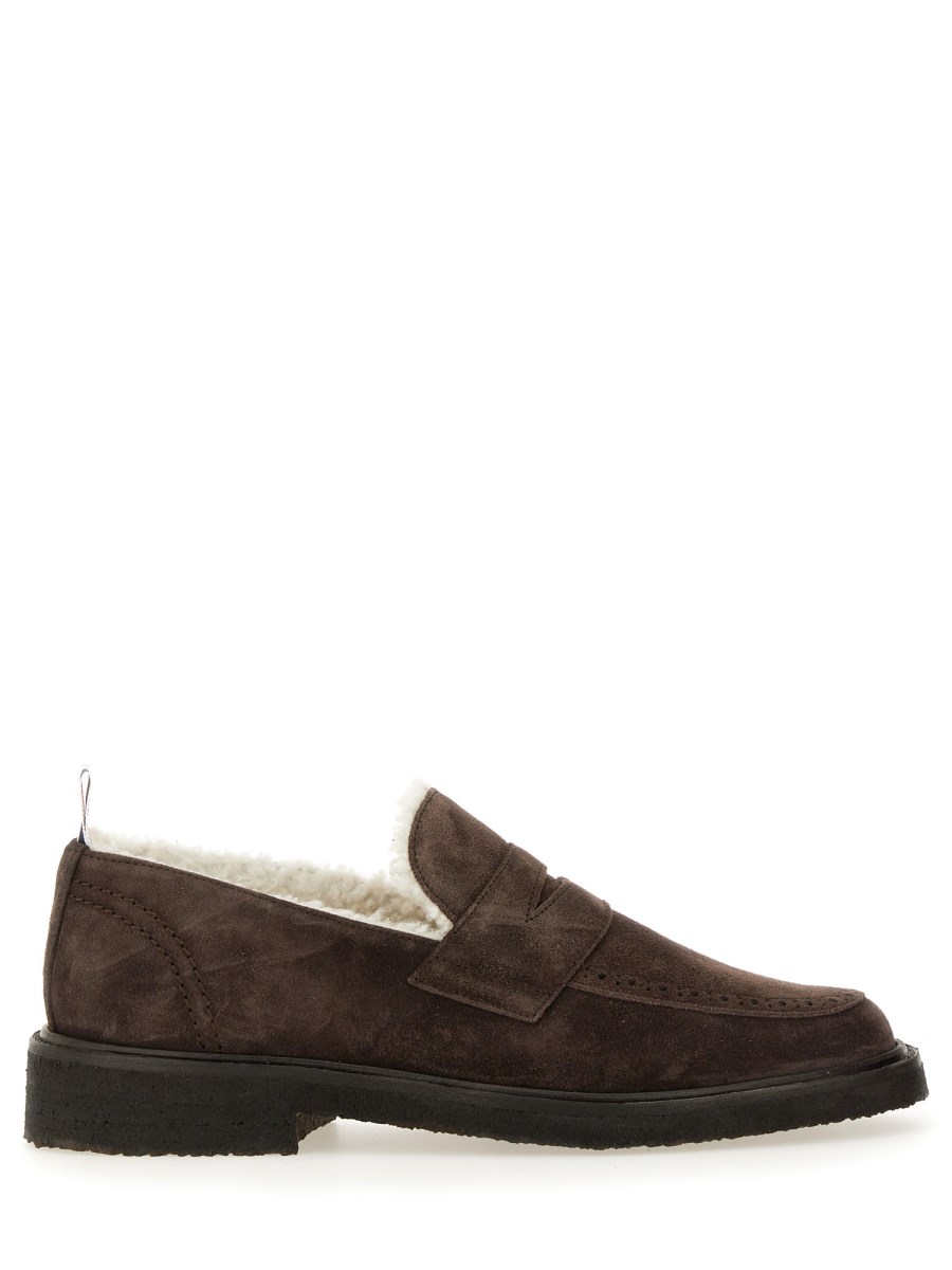 THOM BROWNE MOCASSINO "PENNY" IN SUEDE E SHEARLING