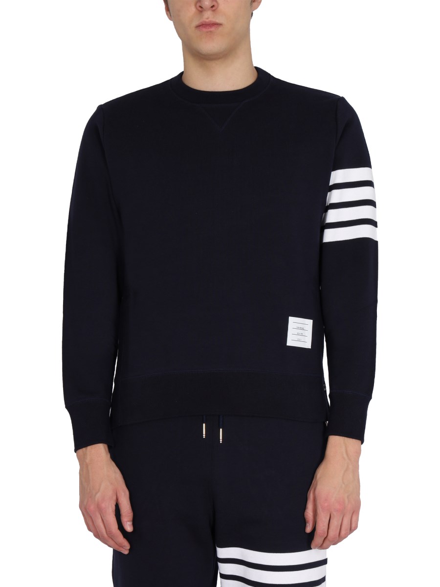 THOM BROWNE FELPA IN COTONE CON INTARSIO 4BAR STRIPE