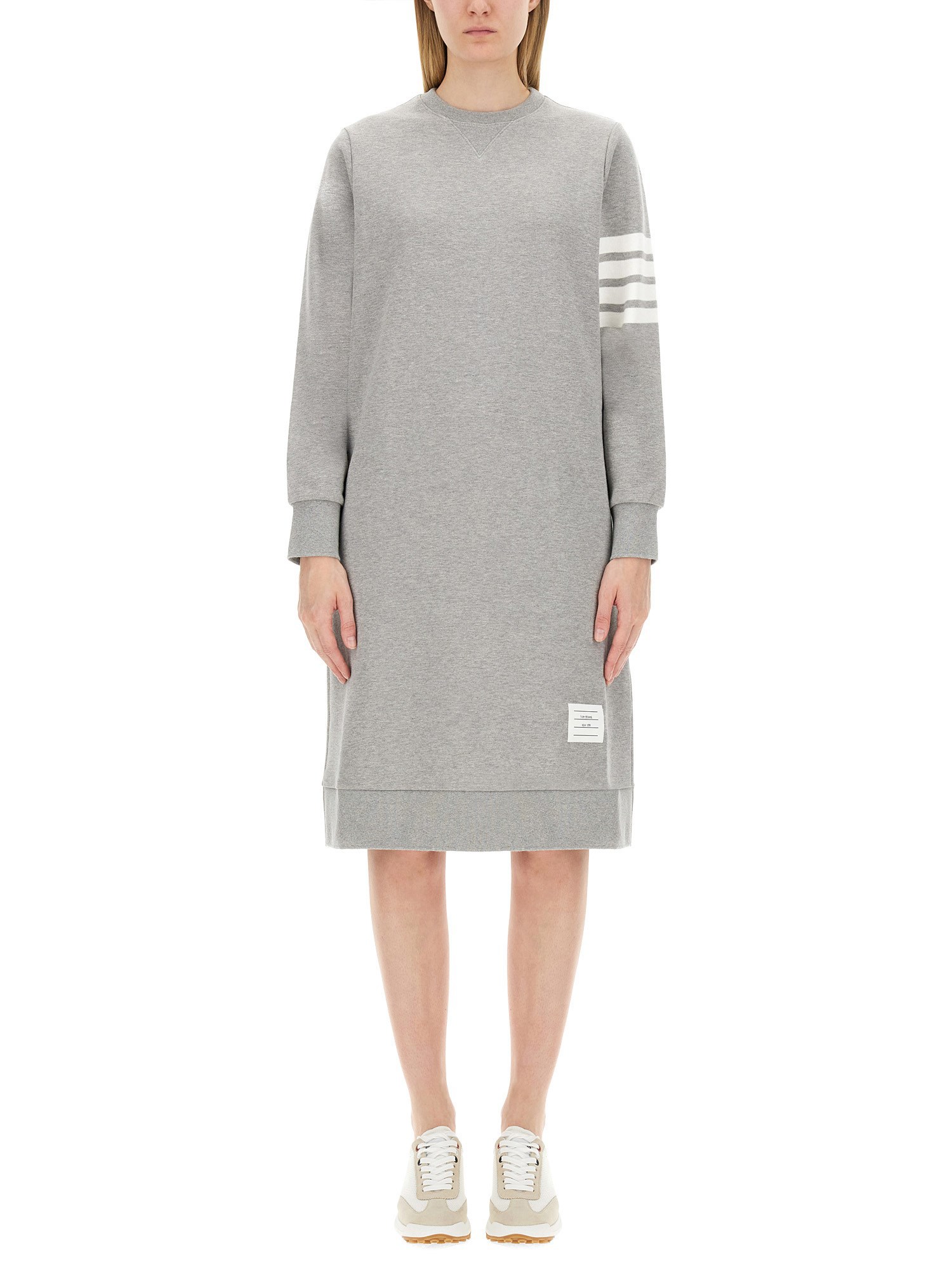 Shop Thom Browne Cotton Dress In Grey