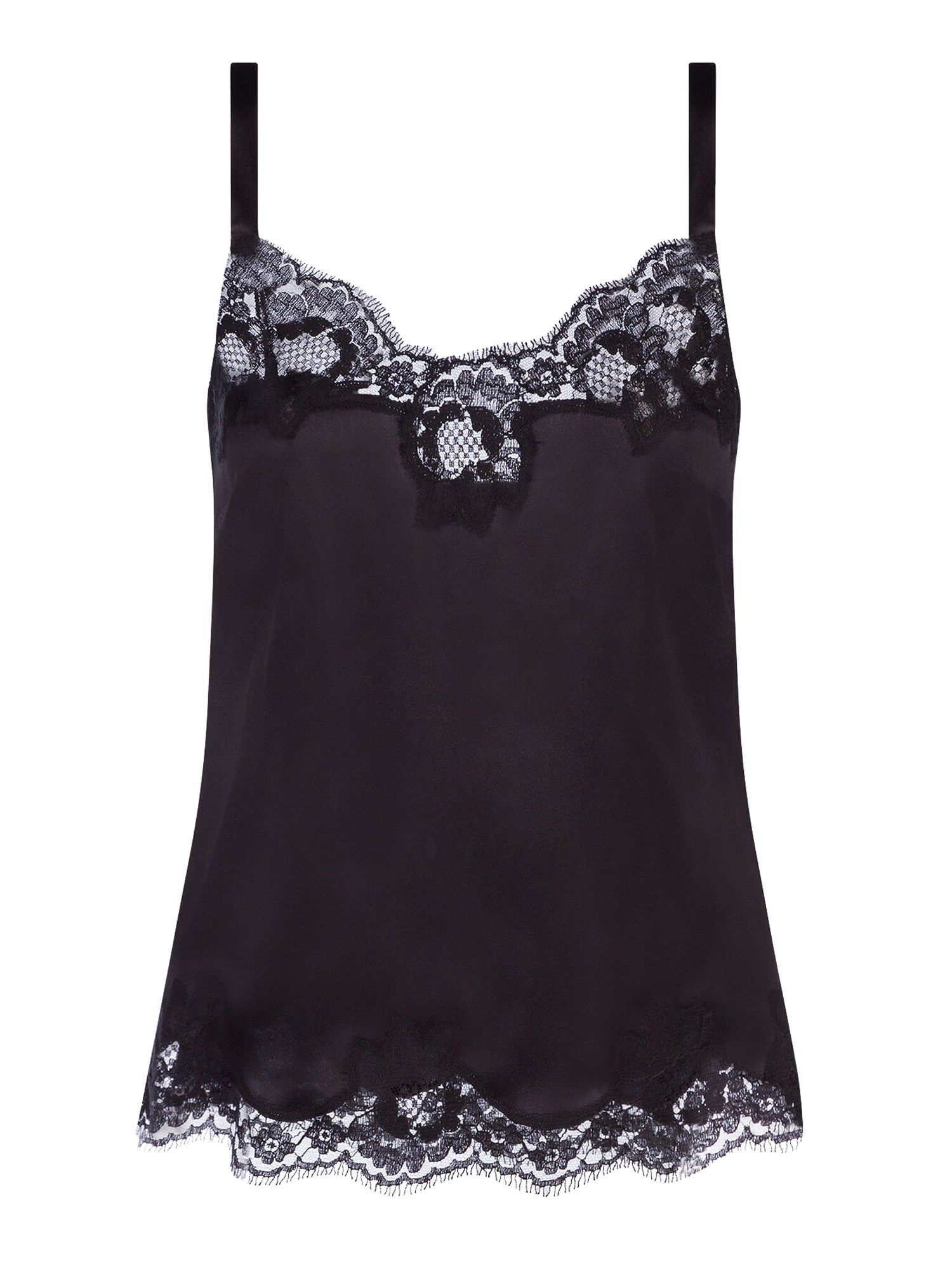 Shop Dolce & Gabbana Satin Lingerie Top In Black