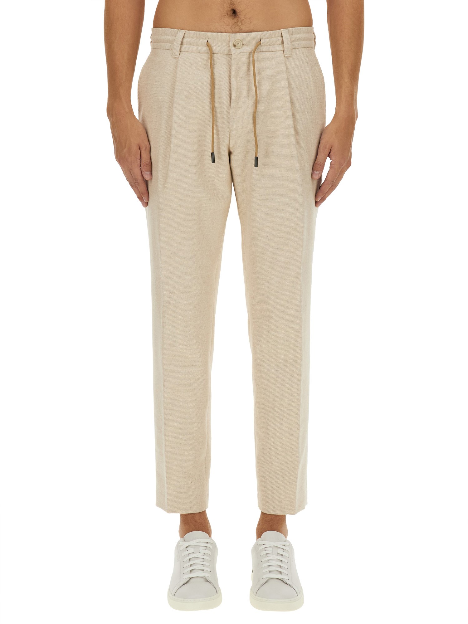 Shop Boss Camel Cotton Pants In Beige