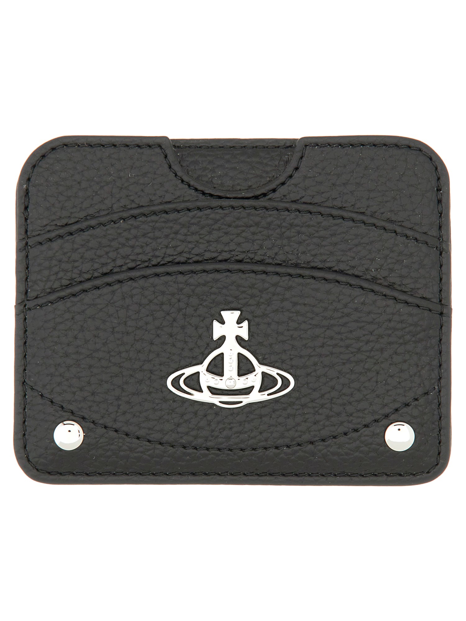 Shop Vivienne Westwood Half Moon Card Holder With "orb" Logo In Black