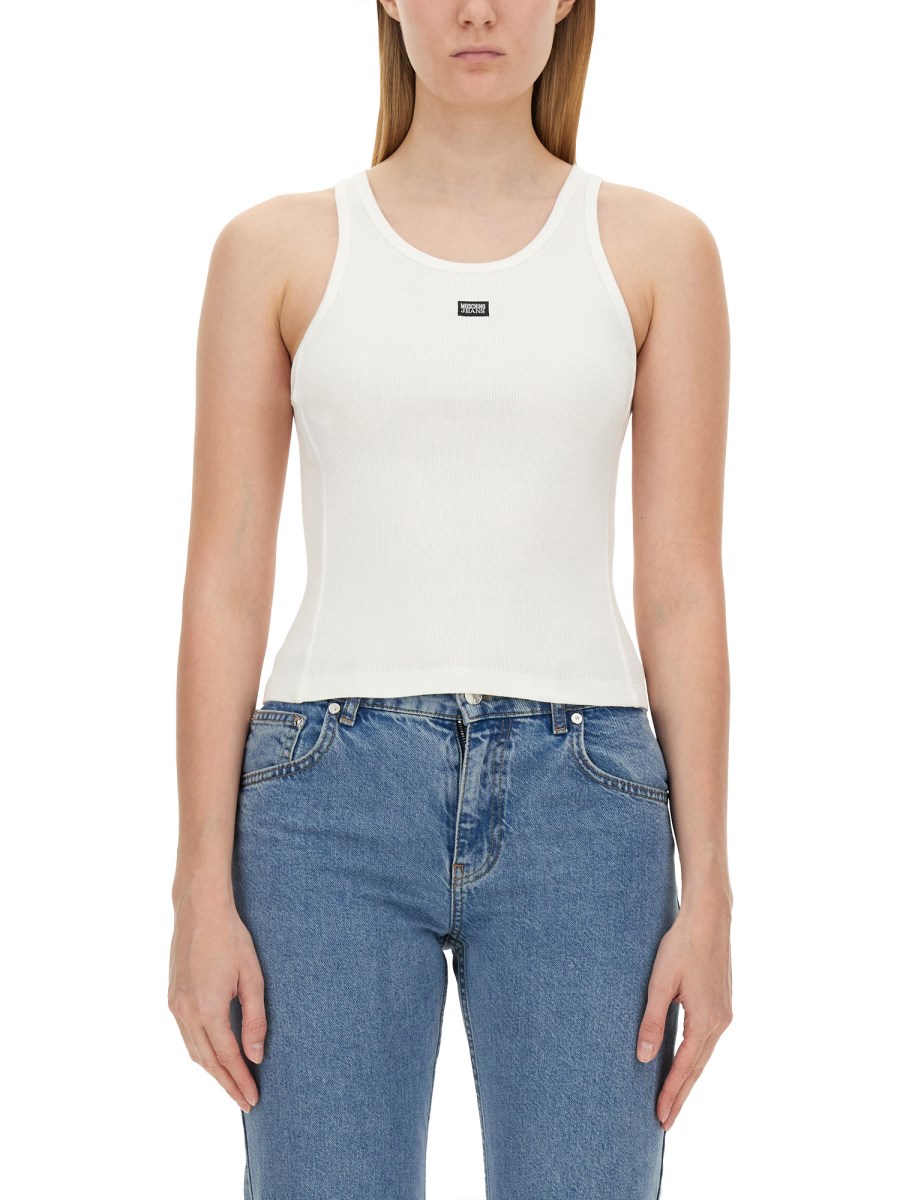 MOSCHINO JEANS TOP CON LOGO IN COTONE