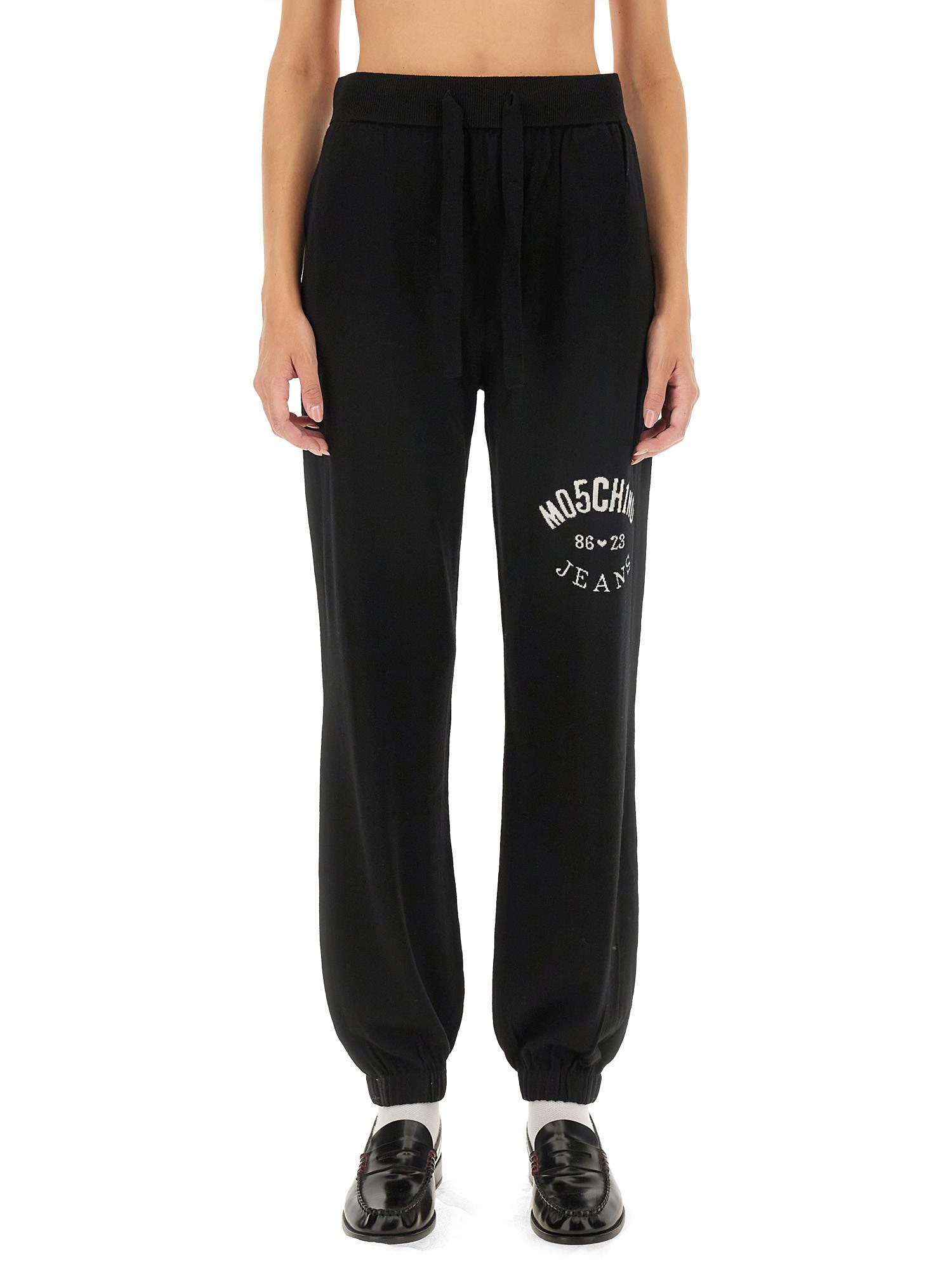 Shop Moschino Jeans Jogging Pants With Logo In Black