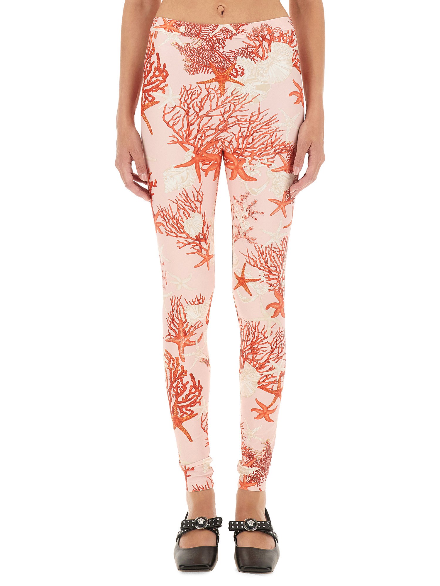 Shop Versace Leggings Baroque Sea In Multicolour