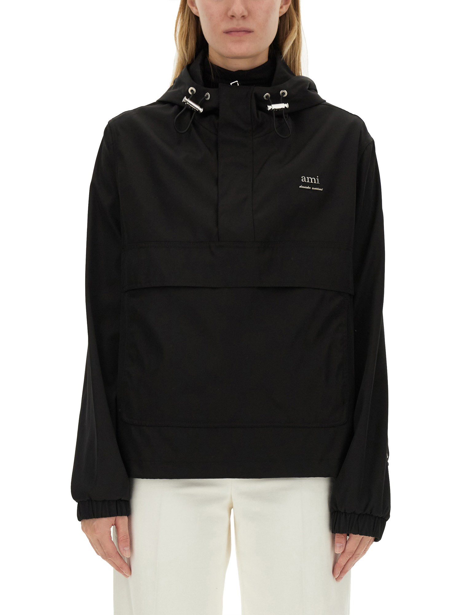 Shop Ami Alexandre Mattiussi Jacket With Logo In Black