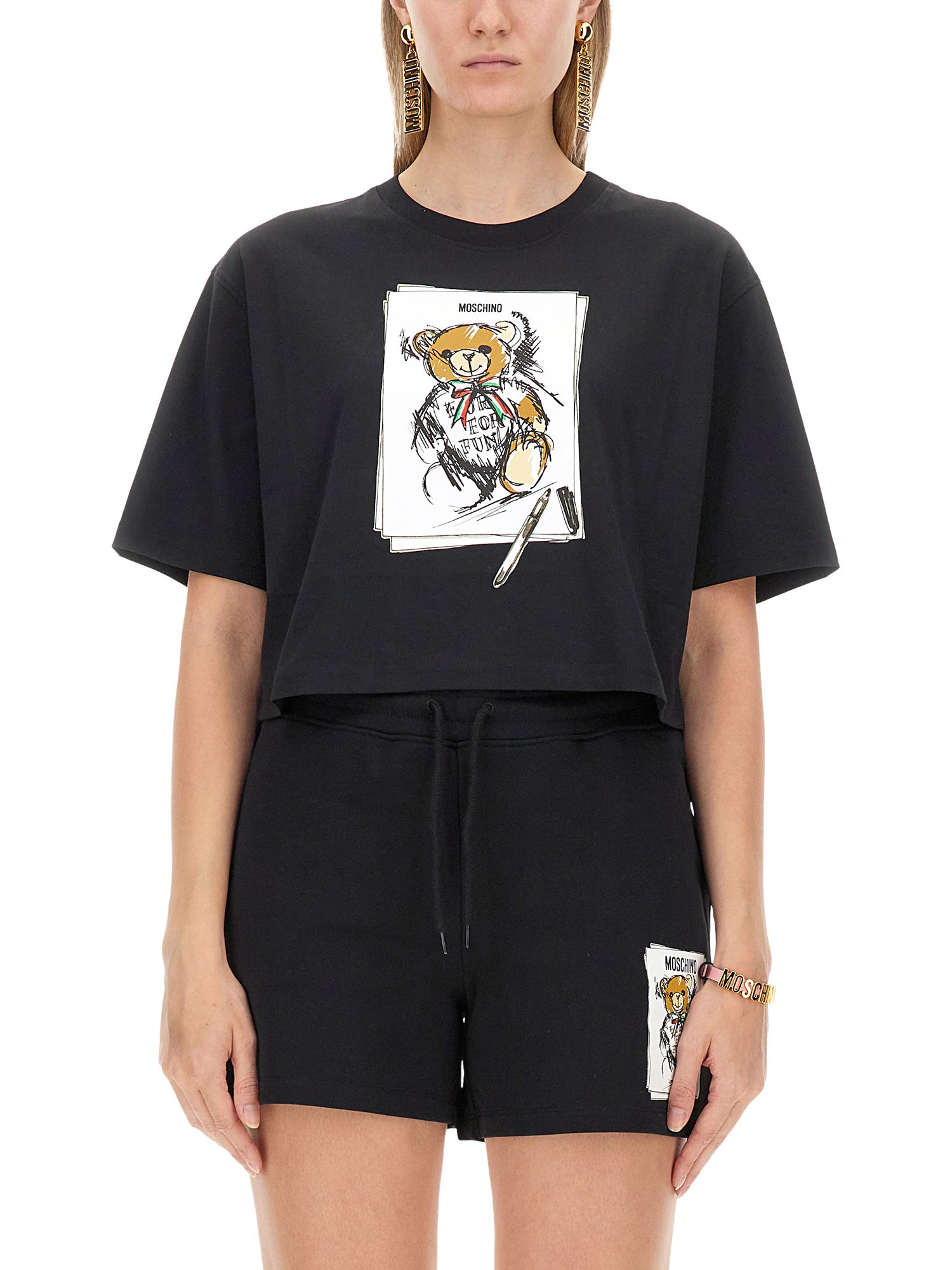 Shop Moschino Jersey T-shirt In Black