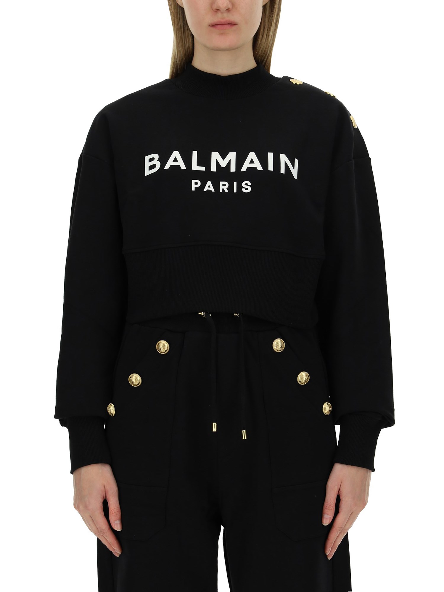 Shop Balmain Sweatshirt With Logo In Black