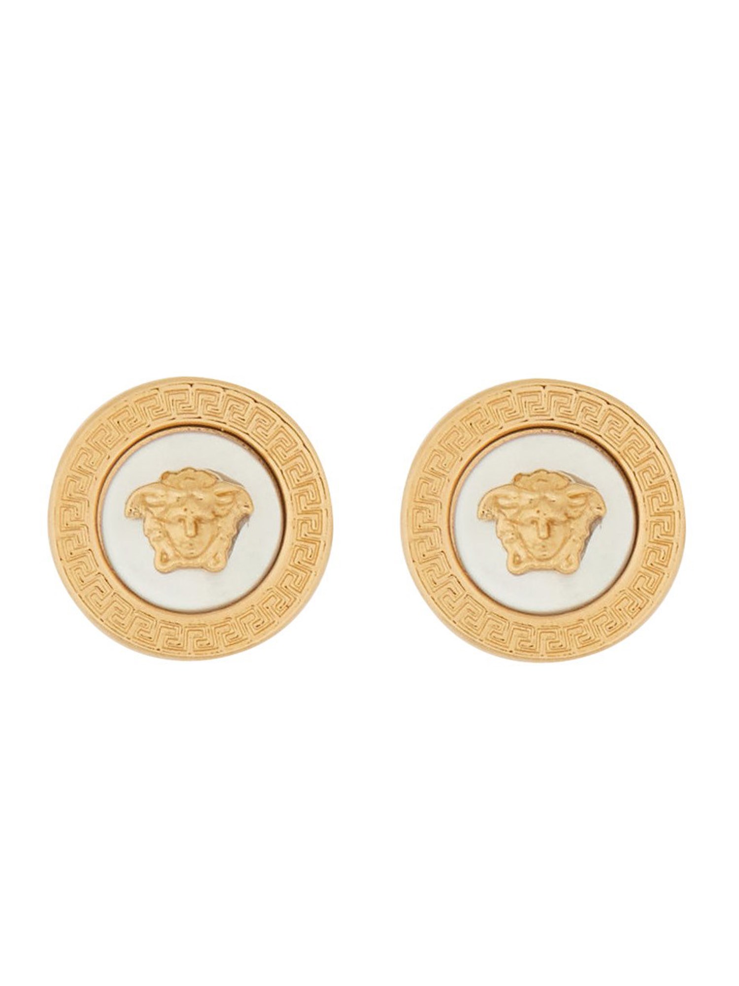 Shop Versace "icon" Button Earrings With Jellyfish In Gold