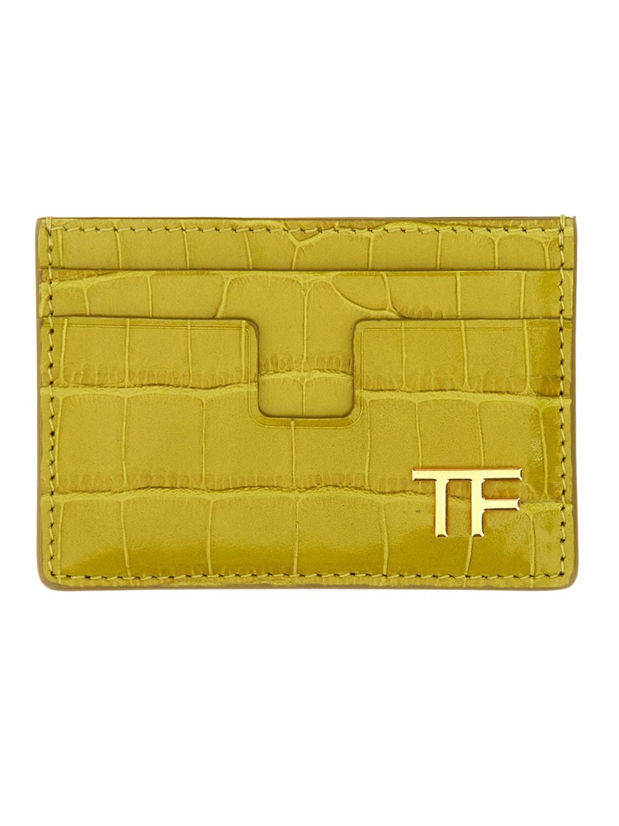 TOM FORD PORTA CARTE IN PELLE CON LOGO