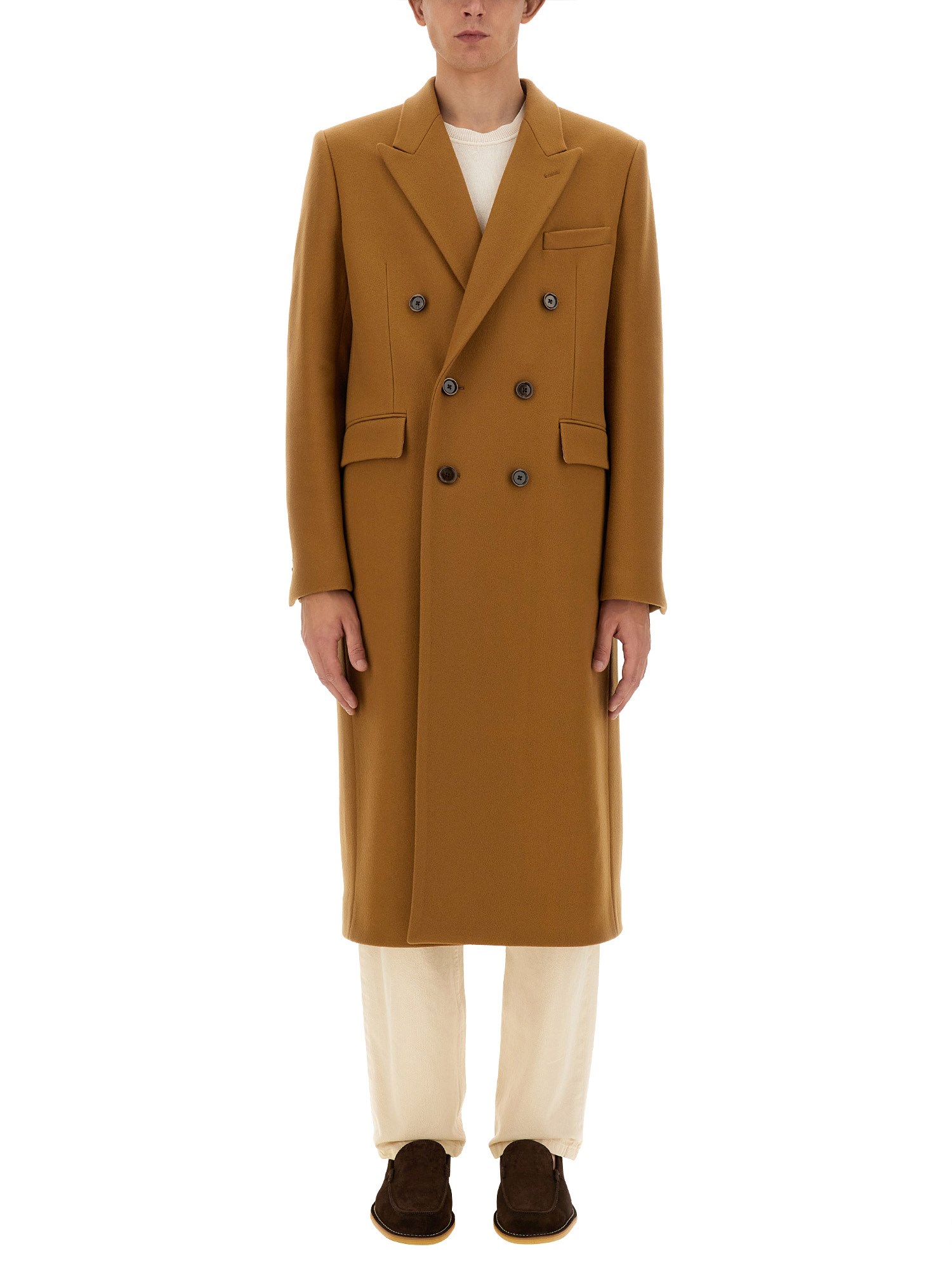 Shop Lardini Double-breasted Coat In Beige