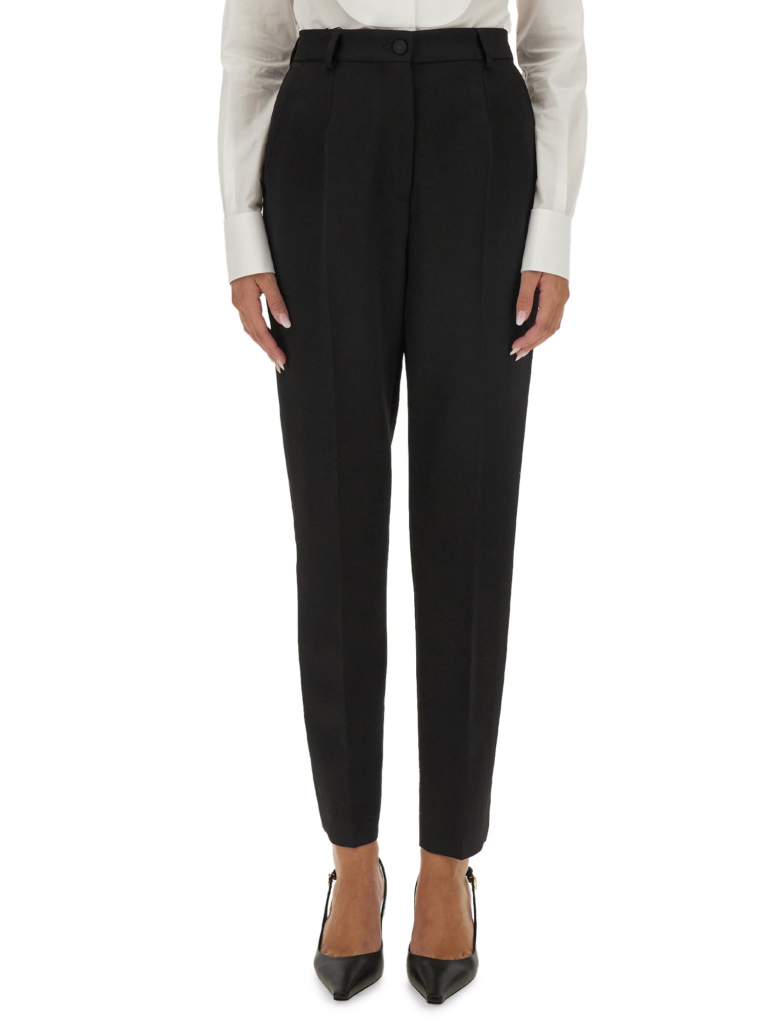 Shop Dolce & Gabbana Tailored Tuxedo Pants In Black