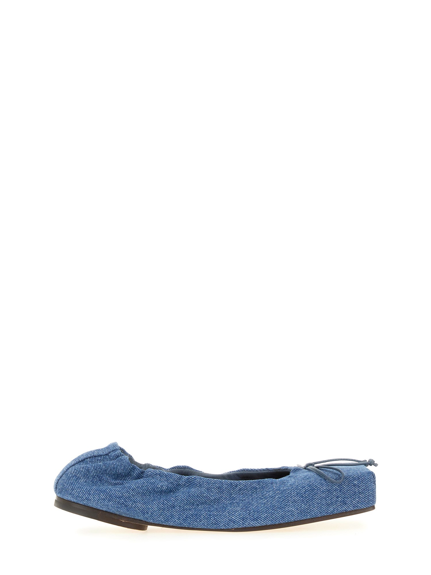 Jacquemus Les Ballerines Bow Square Toe Denim Ballet Flat In Black