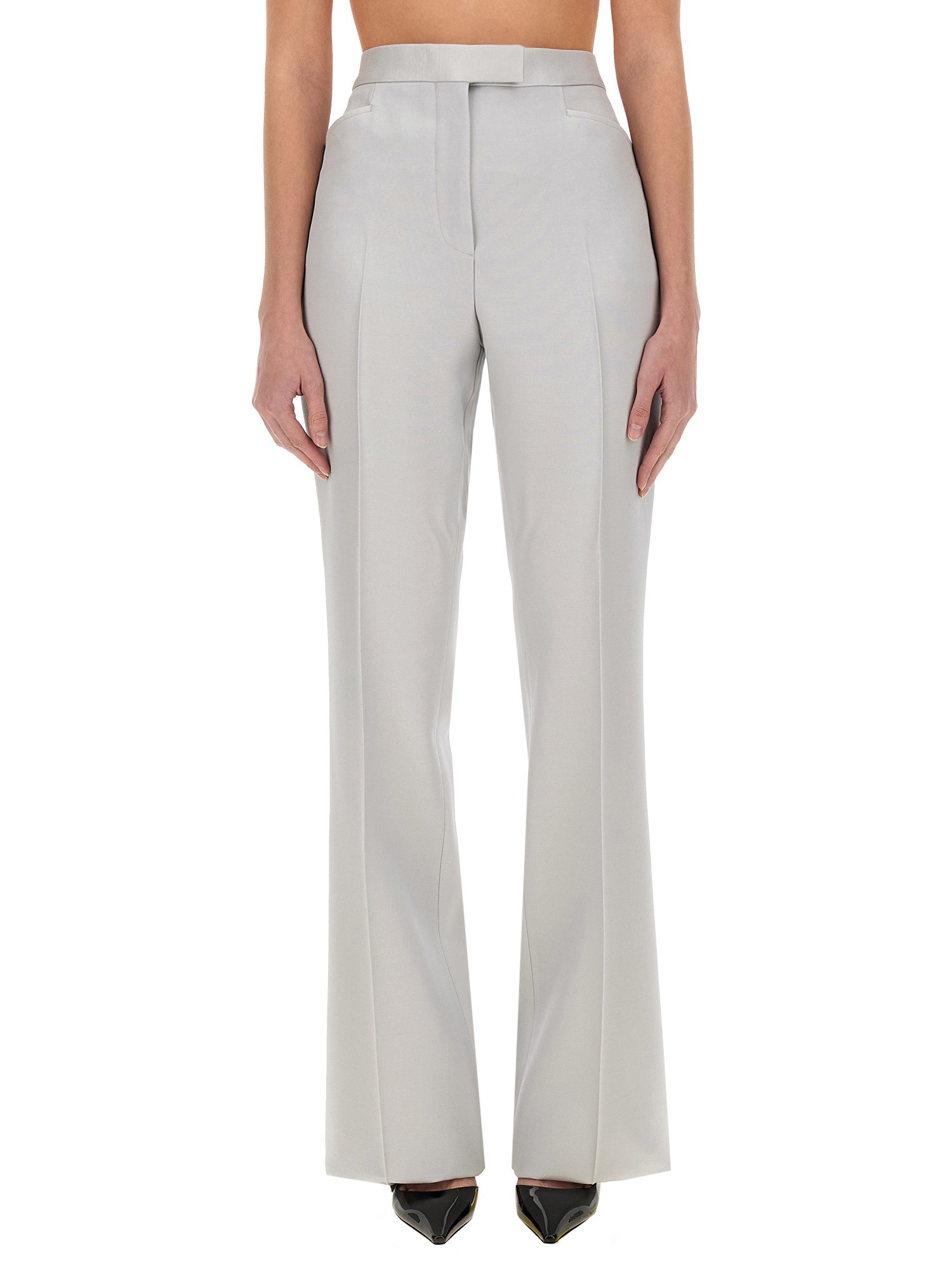 Tom Ford Wide Leg Tuxedo Tailored Pants In Grey