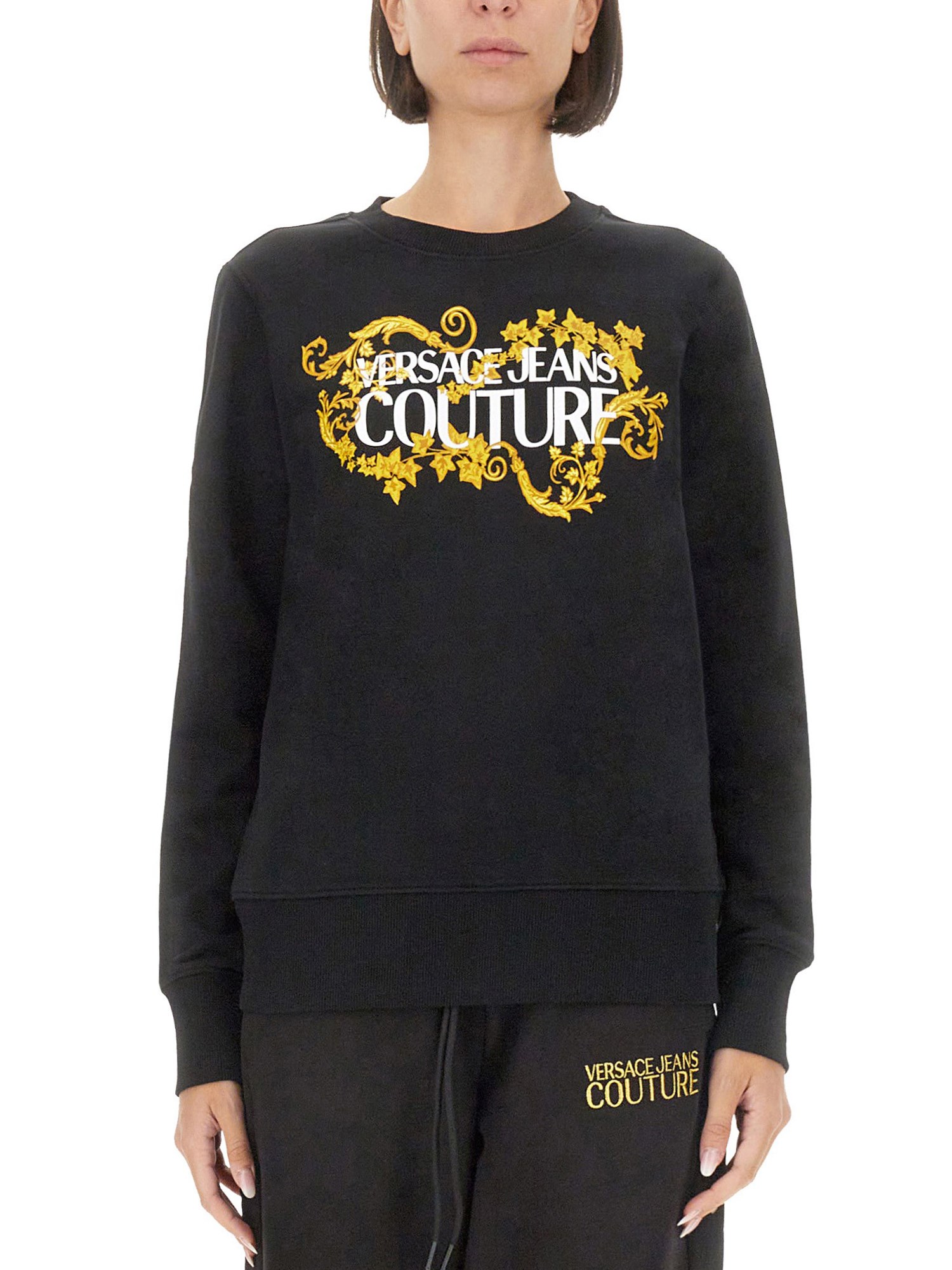 Versace Jeans Couture 范思哲牛仔裤时装运动衫带徽标 In Black