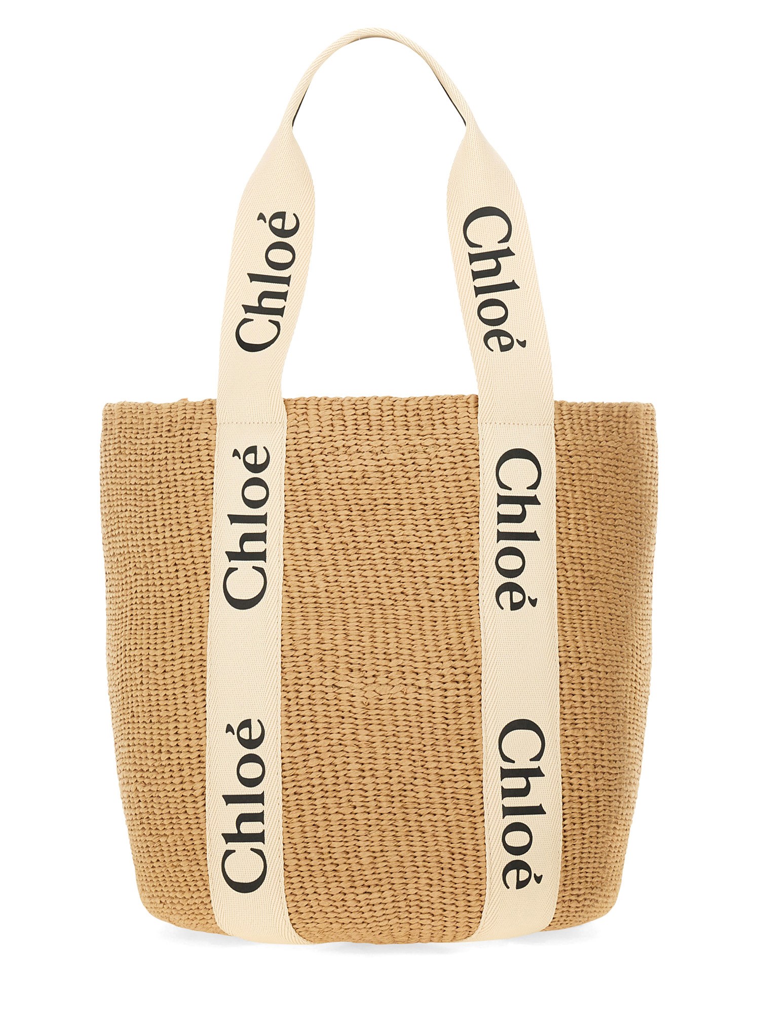 Shop Chloé Large "woody" Bag In Beige