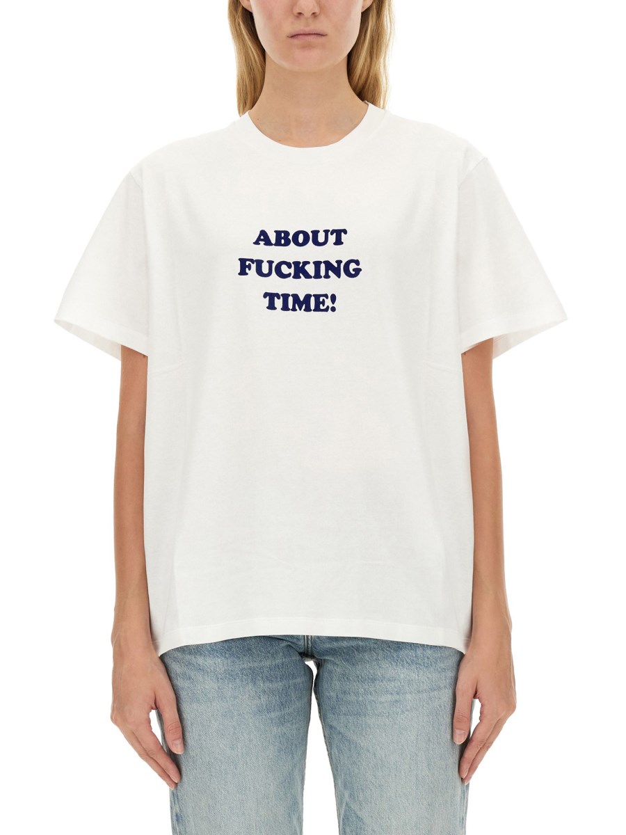 STELLA McCARTNEY T-SHIRT ABOUT TIME IN JERSEY DI COTONE