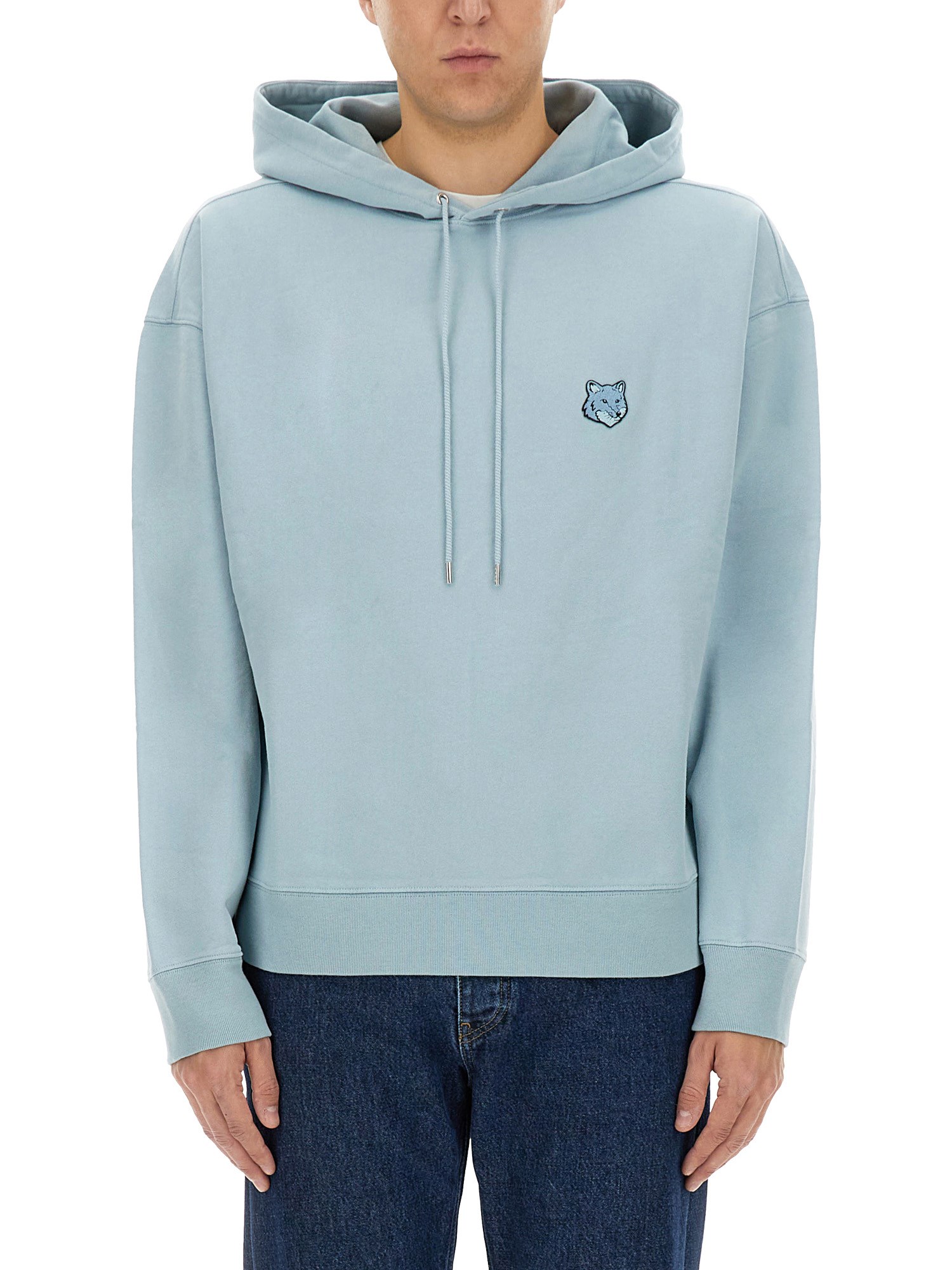 Maison Kitsuné Bold Fox Head Hooded Sweatshirt In Baby Blue