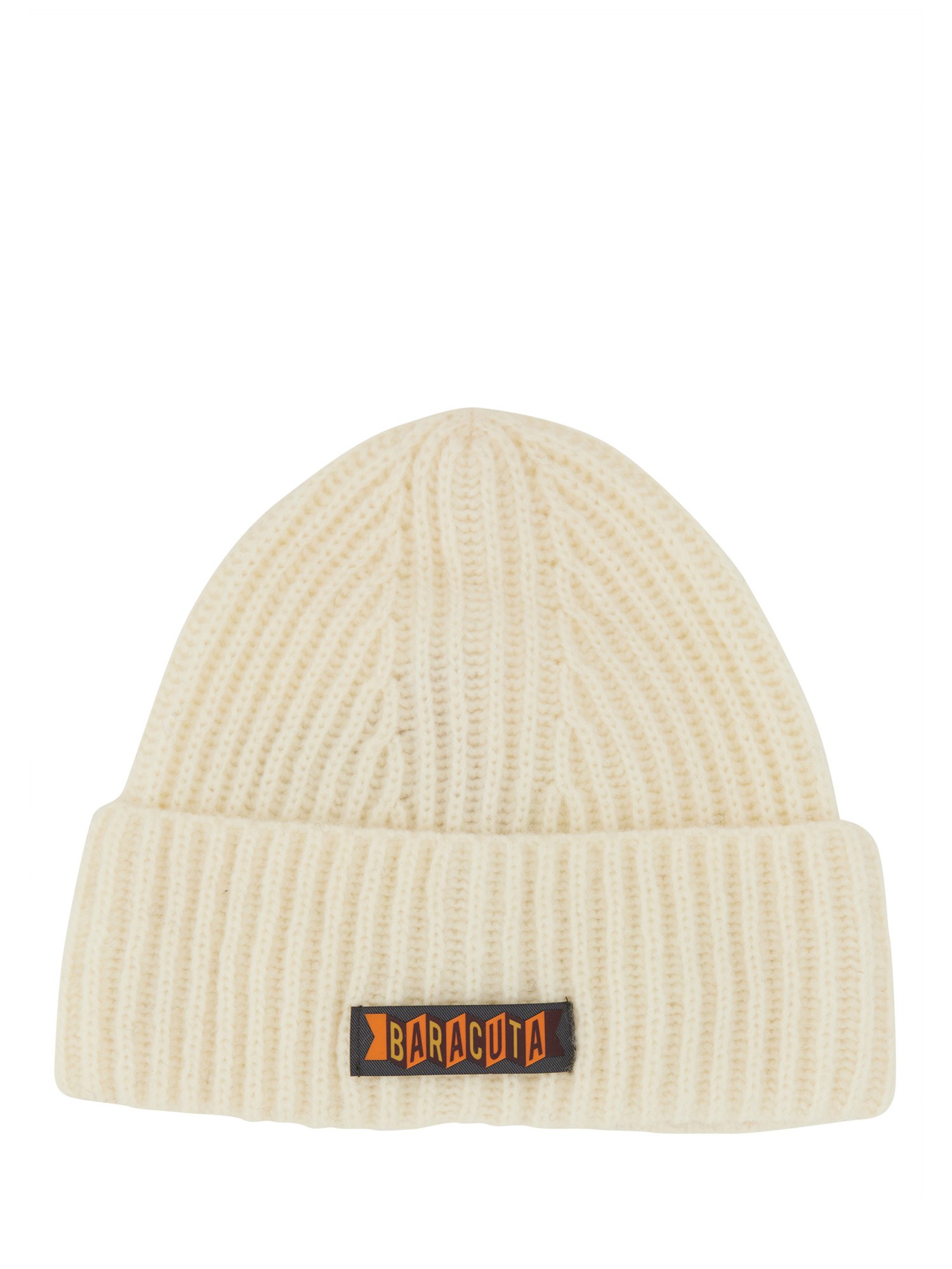 Shop Baracuta Beanie Hat With Logo Patch In White