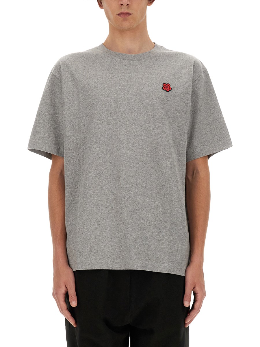 KENZO T-SHIRT IN JERSEY DI COTONE CON PATCH LOGO