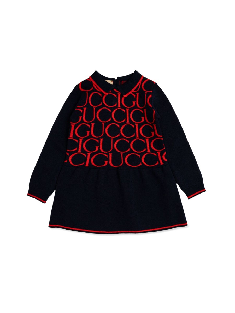 b l/s dress wo gucci jacquard/ oltremare/red